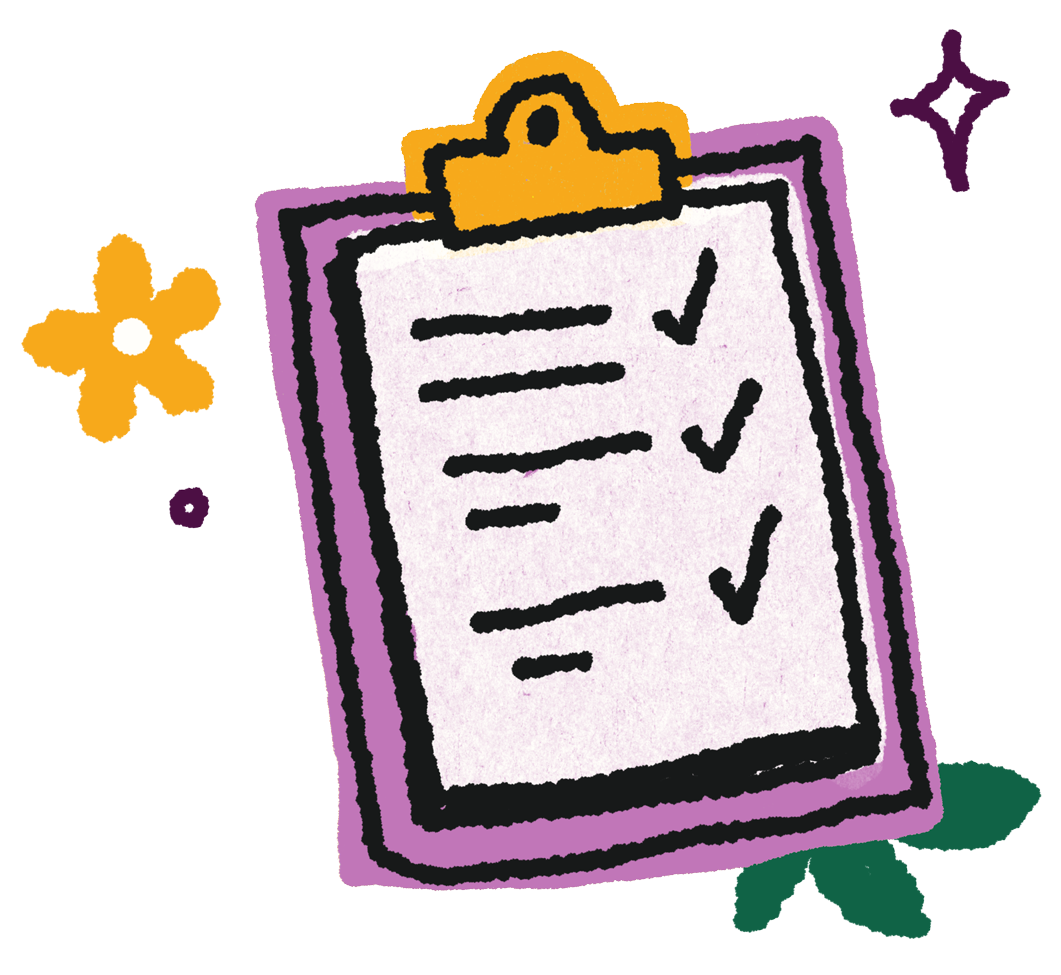 Illustration of a clipboard with checkmarks