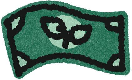 Illustration of dollar bill with plant in the middle