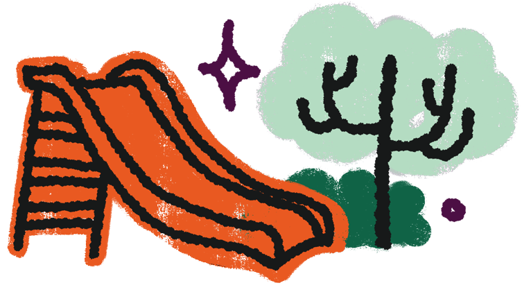Illustration of a slide with a tree