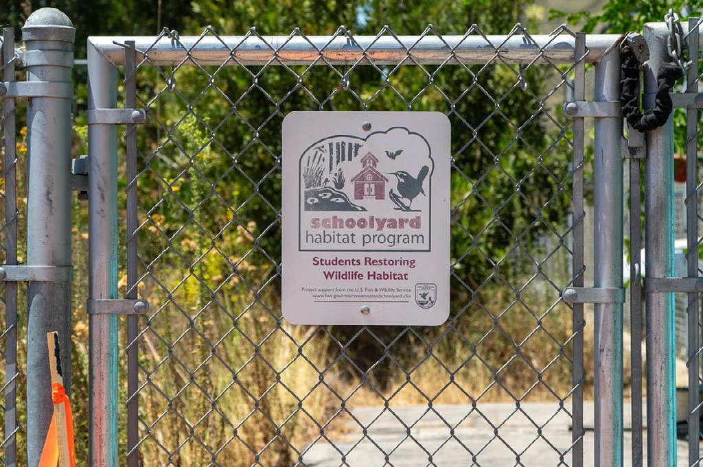 Photo of gate with sign reading Schoolyard Habitat Program