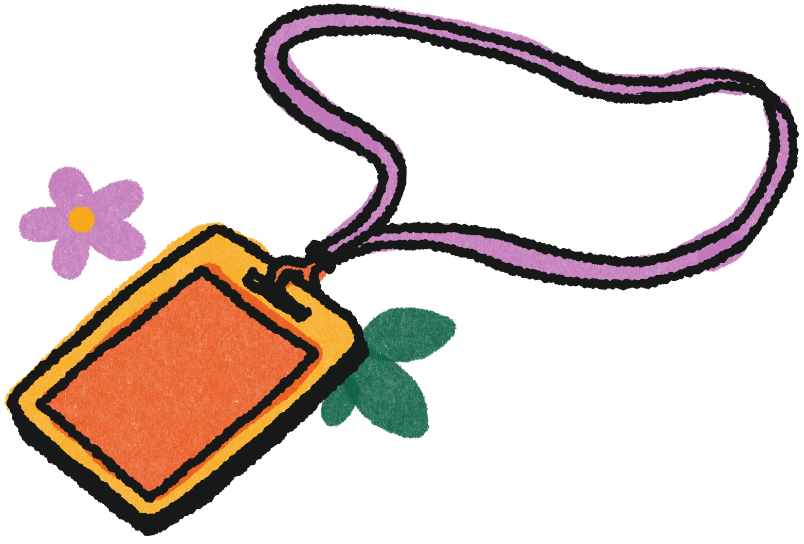 Illustration of lanyard and flowers