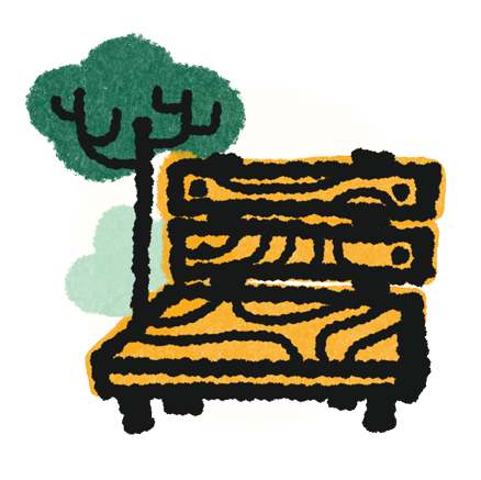 Illustration of park bench and tree