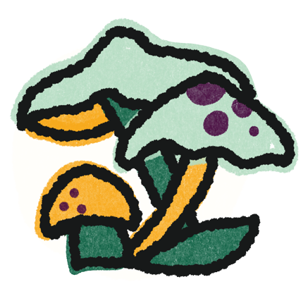 Illustration of multiple mushrooms