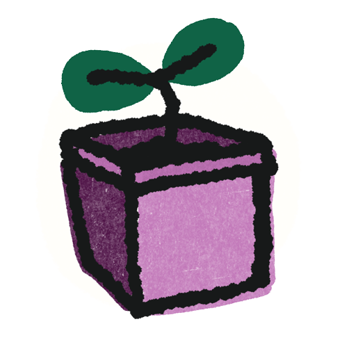 Illustration of potted plant with two sproutlings