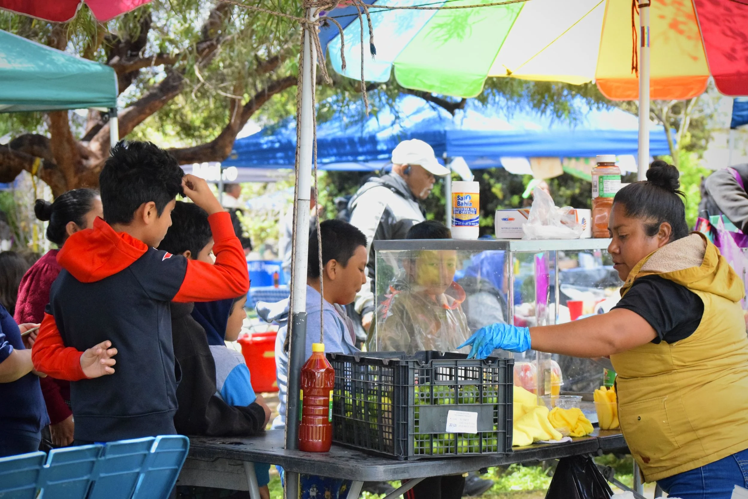 Photo of fruit vendor selling at a park