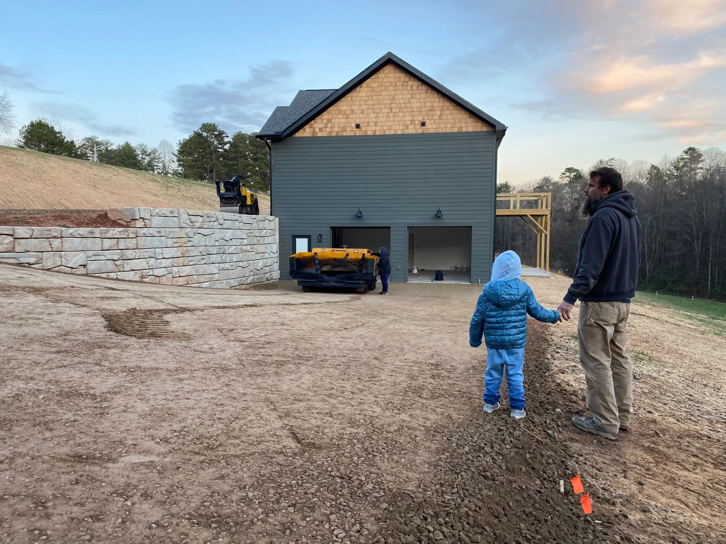 Leicester, NC home under construction with Mike Lauff and son