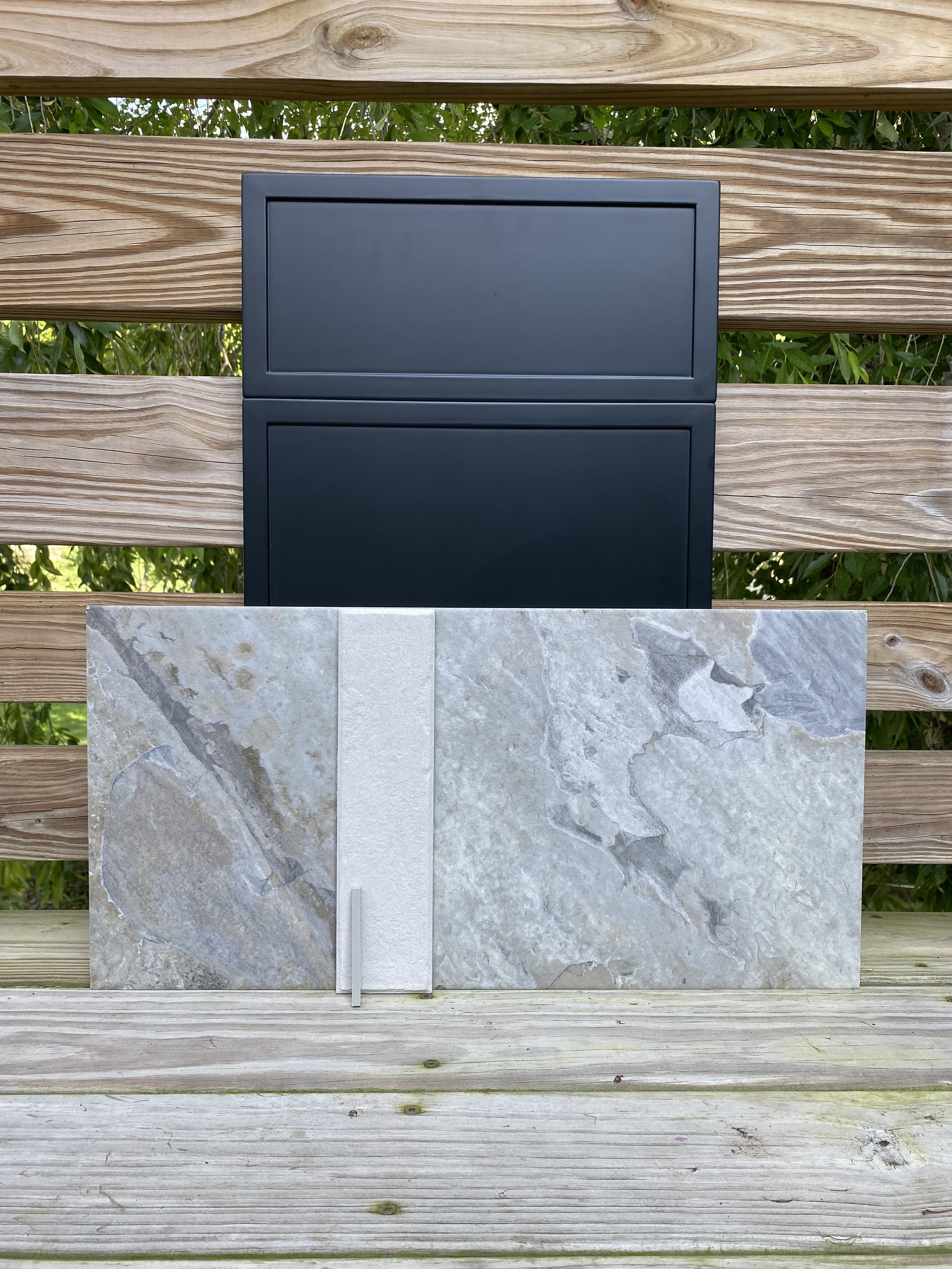 Cabinet, countertop and tile selections for a custom home client in Asheville, NC by Plumb Level Square builders 