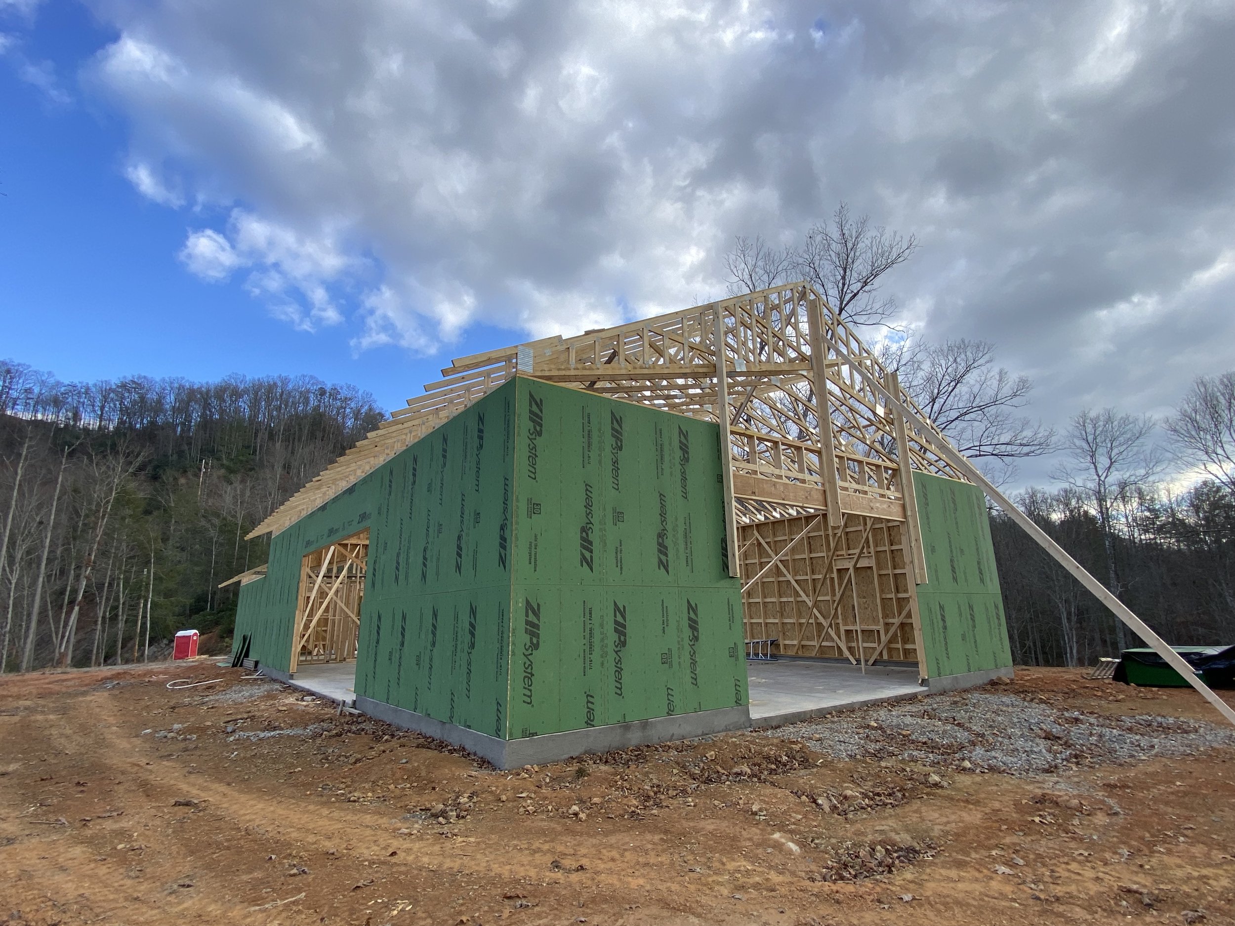 Beginning of construction of a barndominium in western north carolina by Plumb Level Square builders 