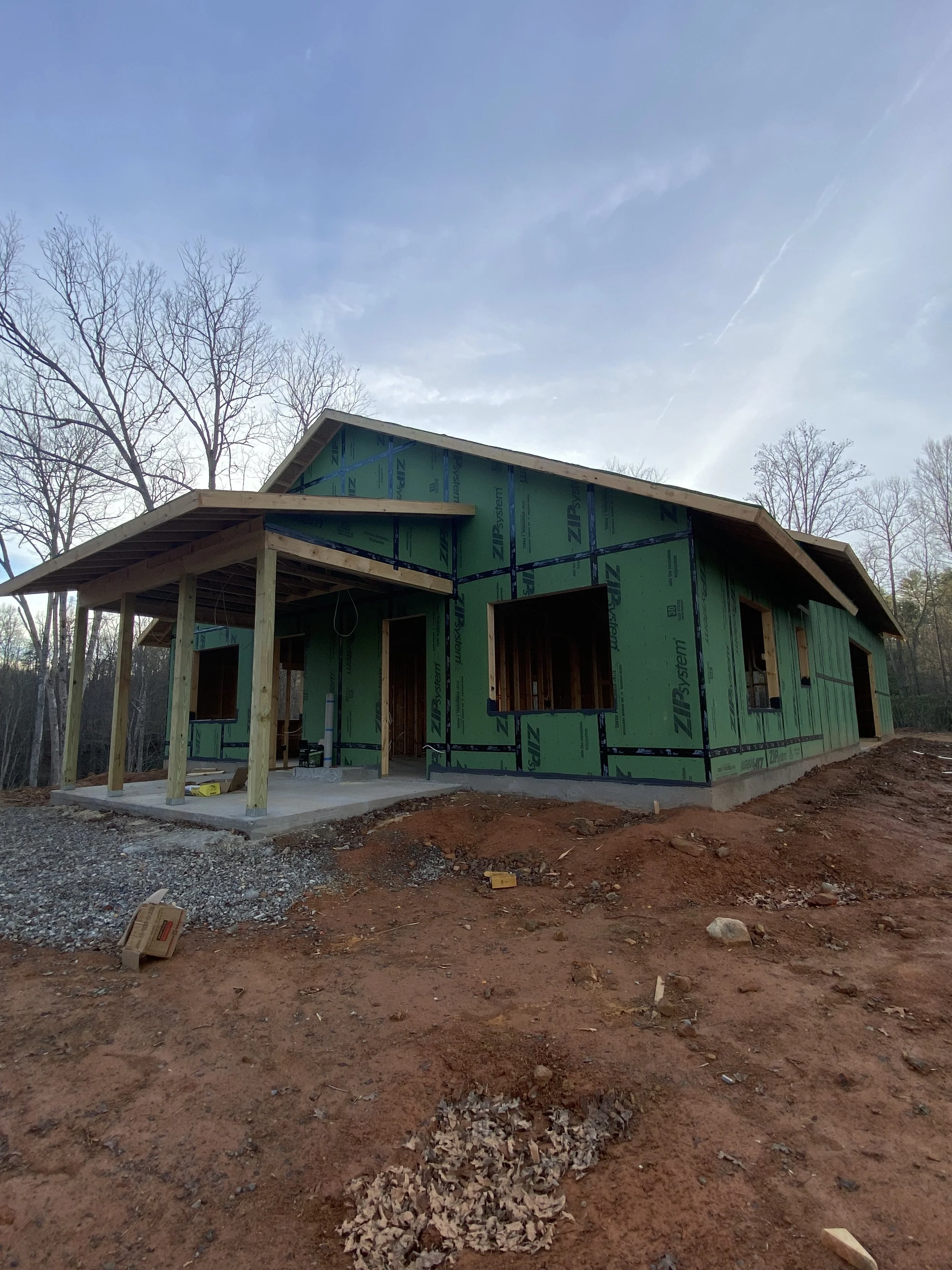 Barndominium under construction by Plumb Level Square custom home builders in Asheville, NC