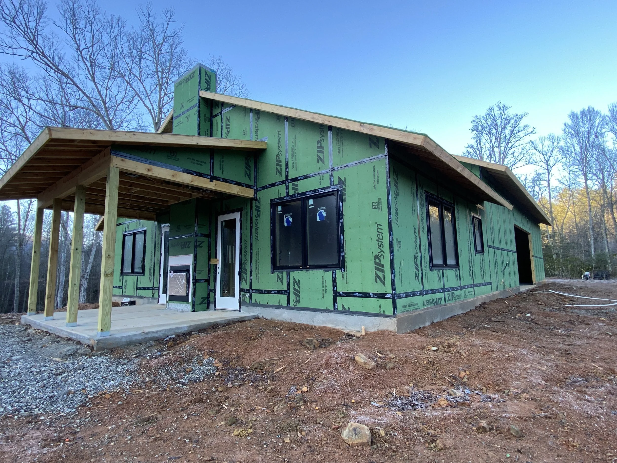 Barndominium under construction by Plumb Level Square custom home builders in Asheville, NC