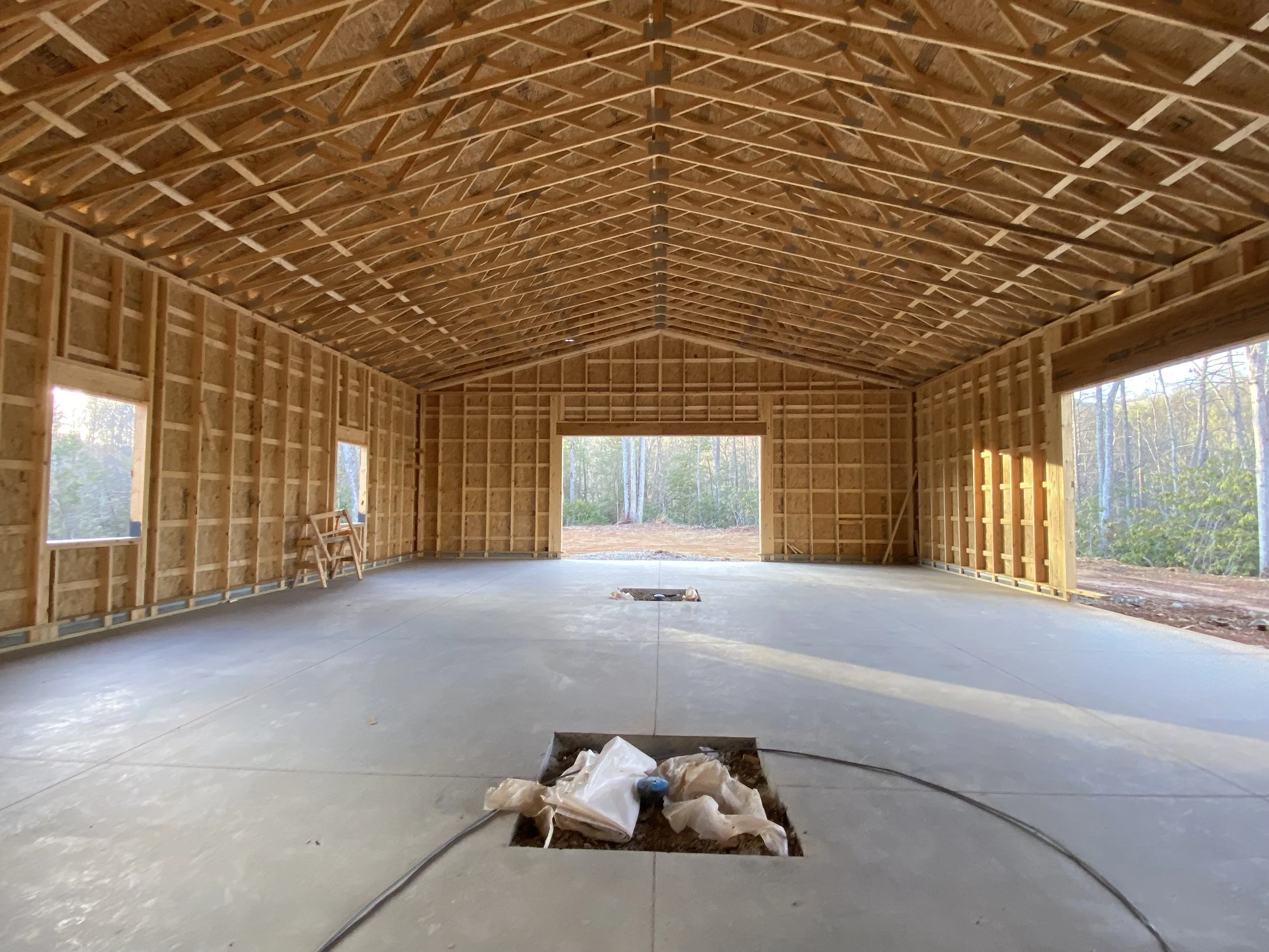 Barndominium under construction by Plumb Level Square custom home builders in Asheville, NC