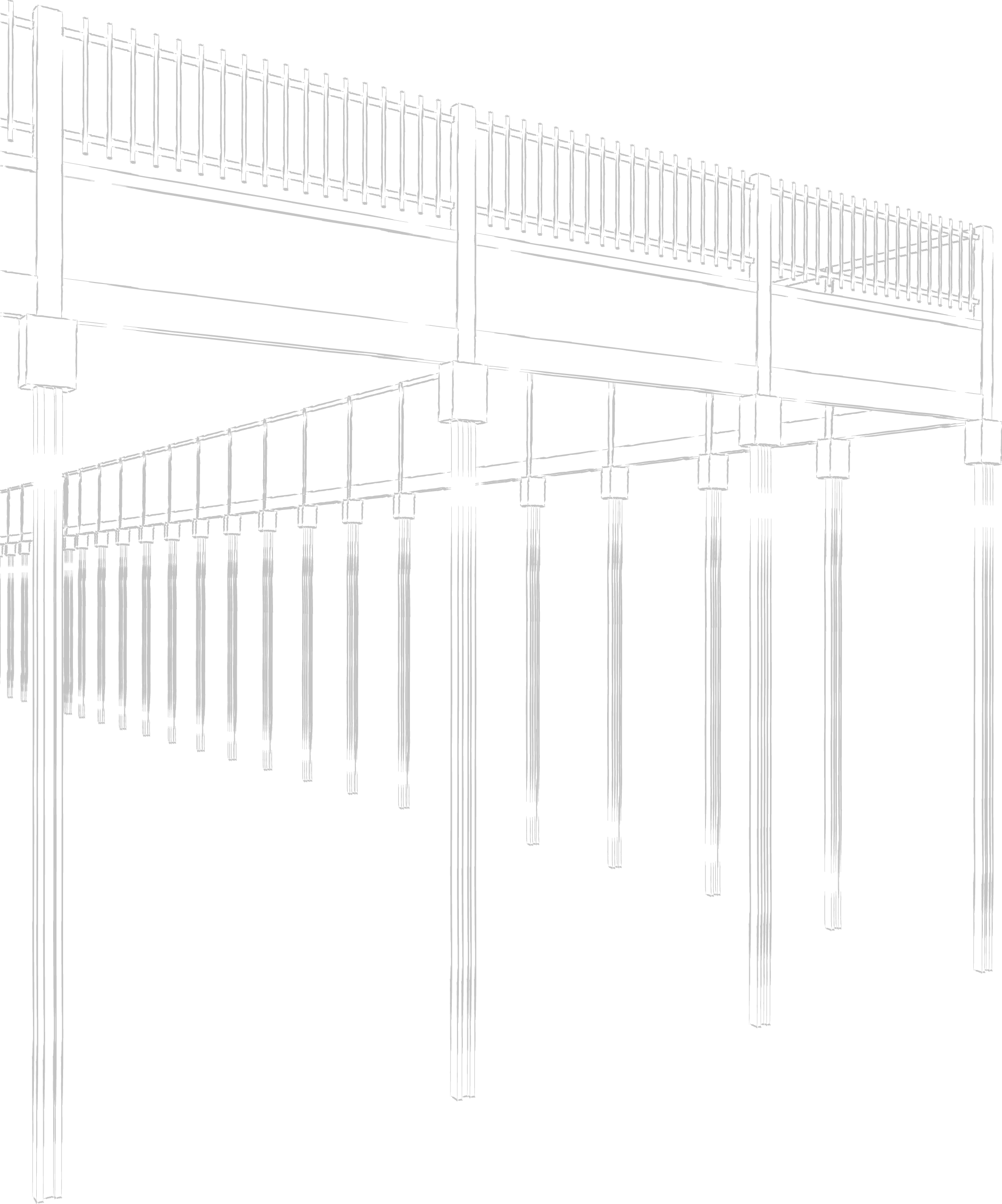 Line drawing of a deck for Plumb Level Square website