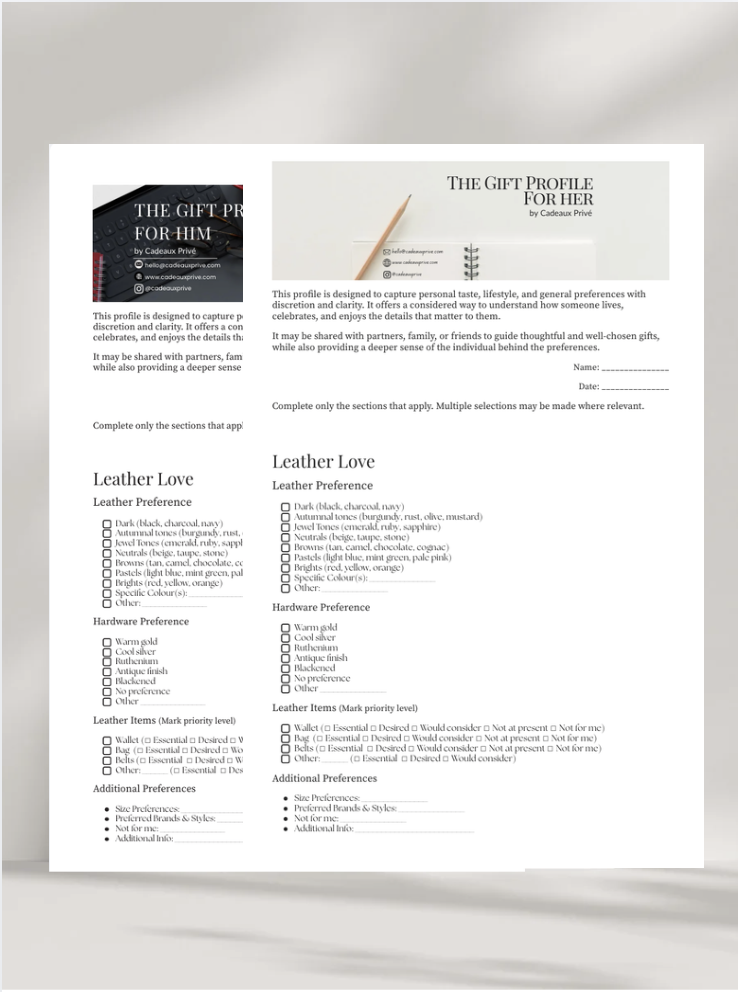 Gift Profiles: For Him and For Her