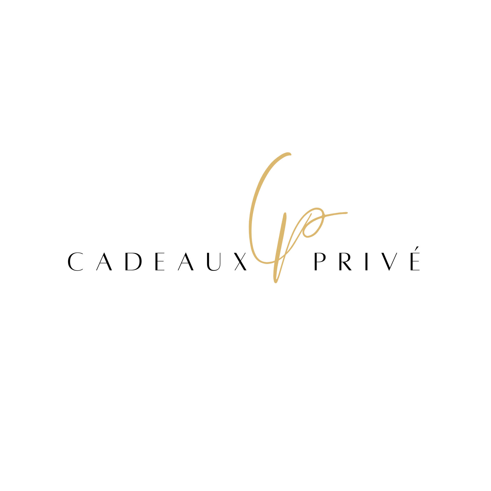 Black background with gold script text that reads 'C P' in the center.