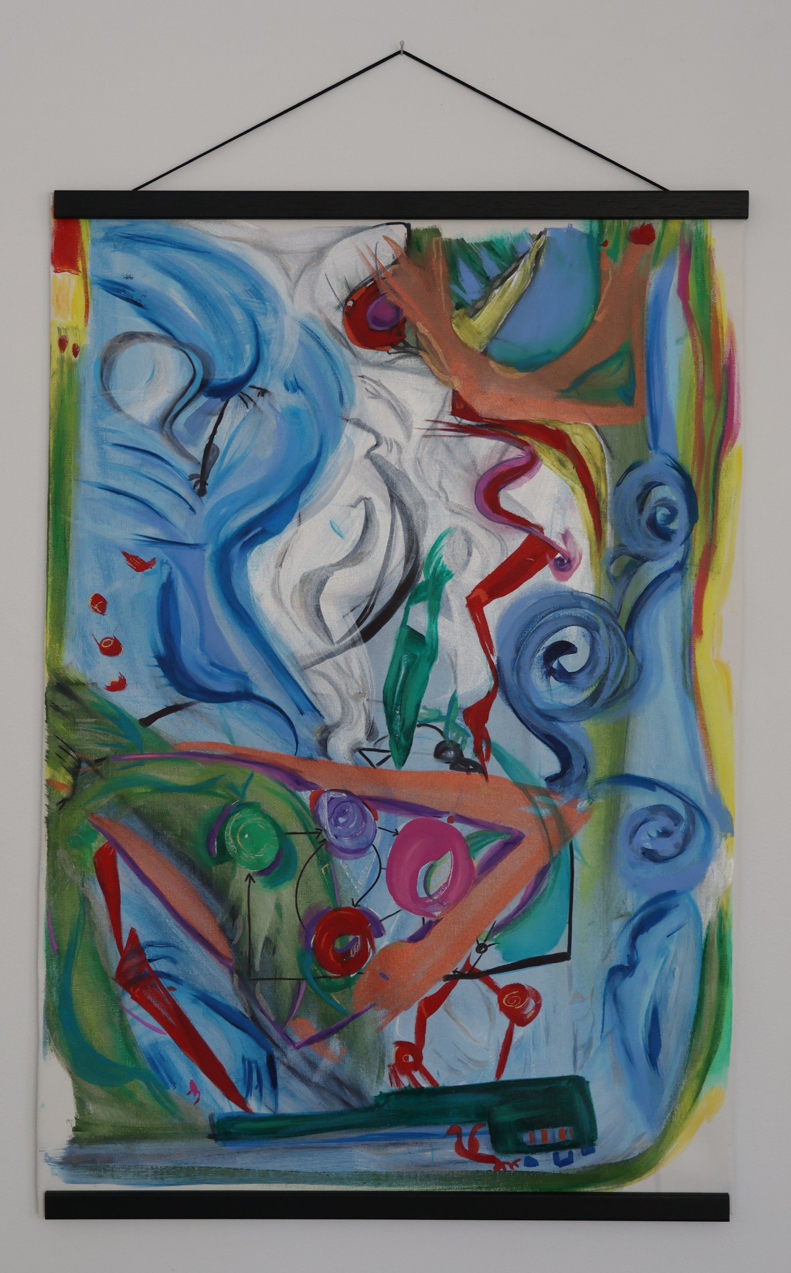 28 Knots, mixed media on canvas, 30 x 17”.