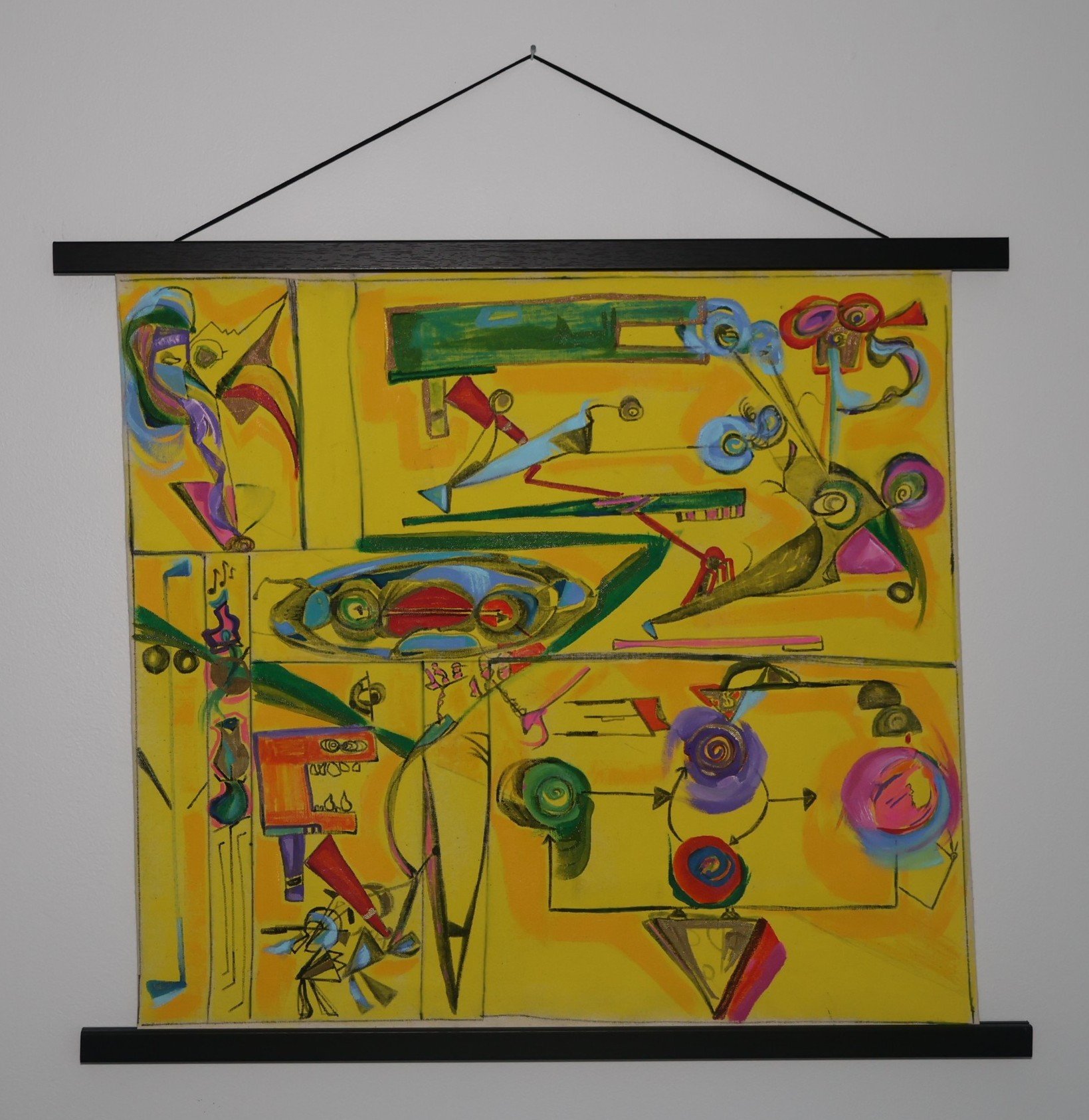 300,000ish Years of the Condor, mixed media on unprimed canvas, 19 x 21”.