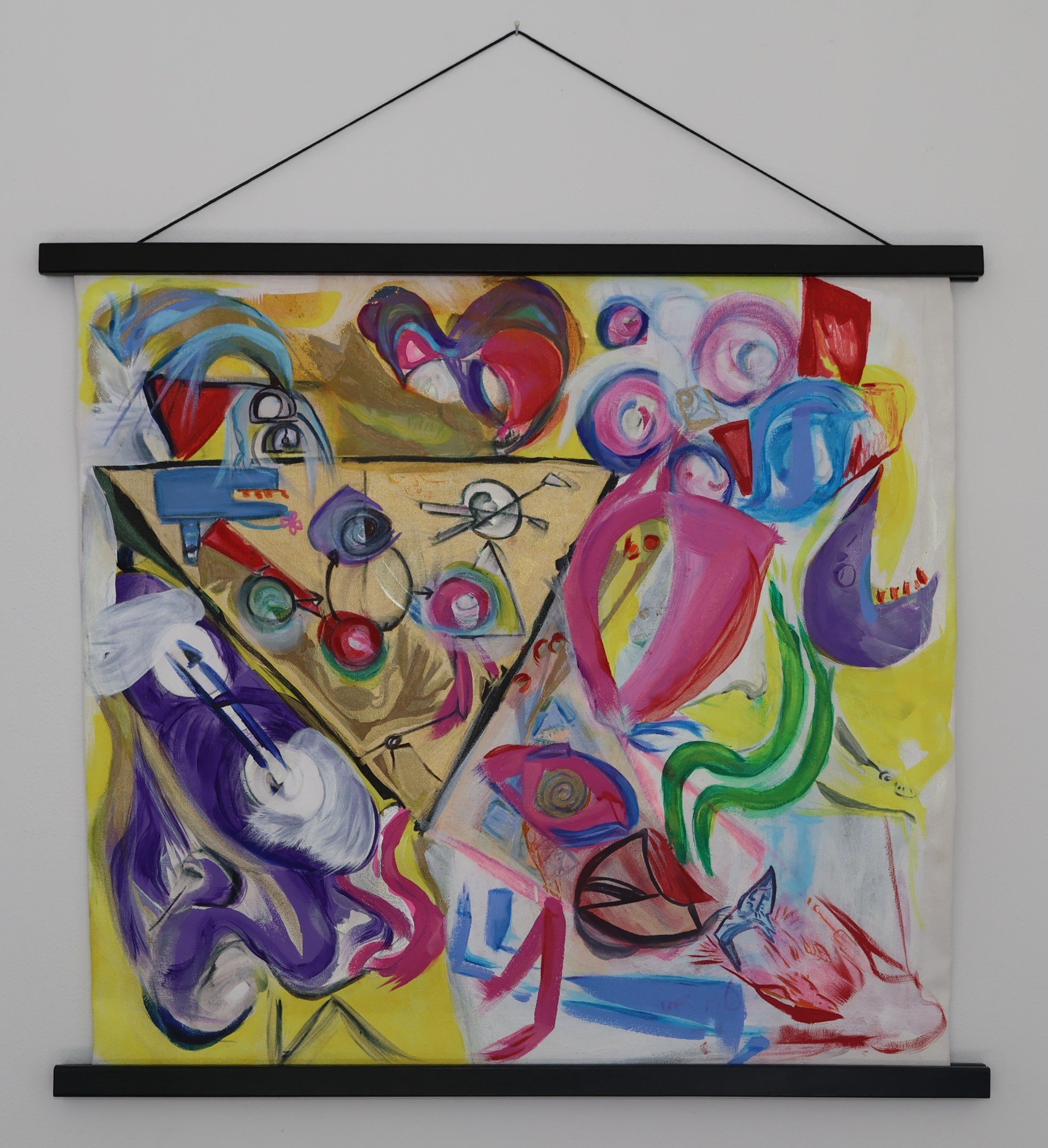 Darwin and Hegel Walk into a Bar, mixed media on canvas, 20 x 22 ½”.