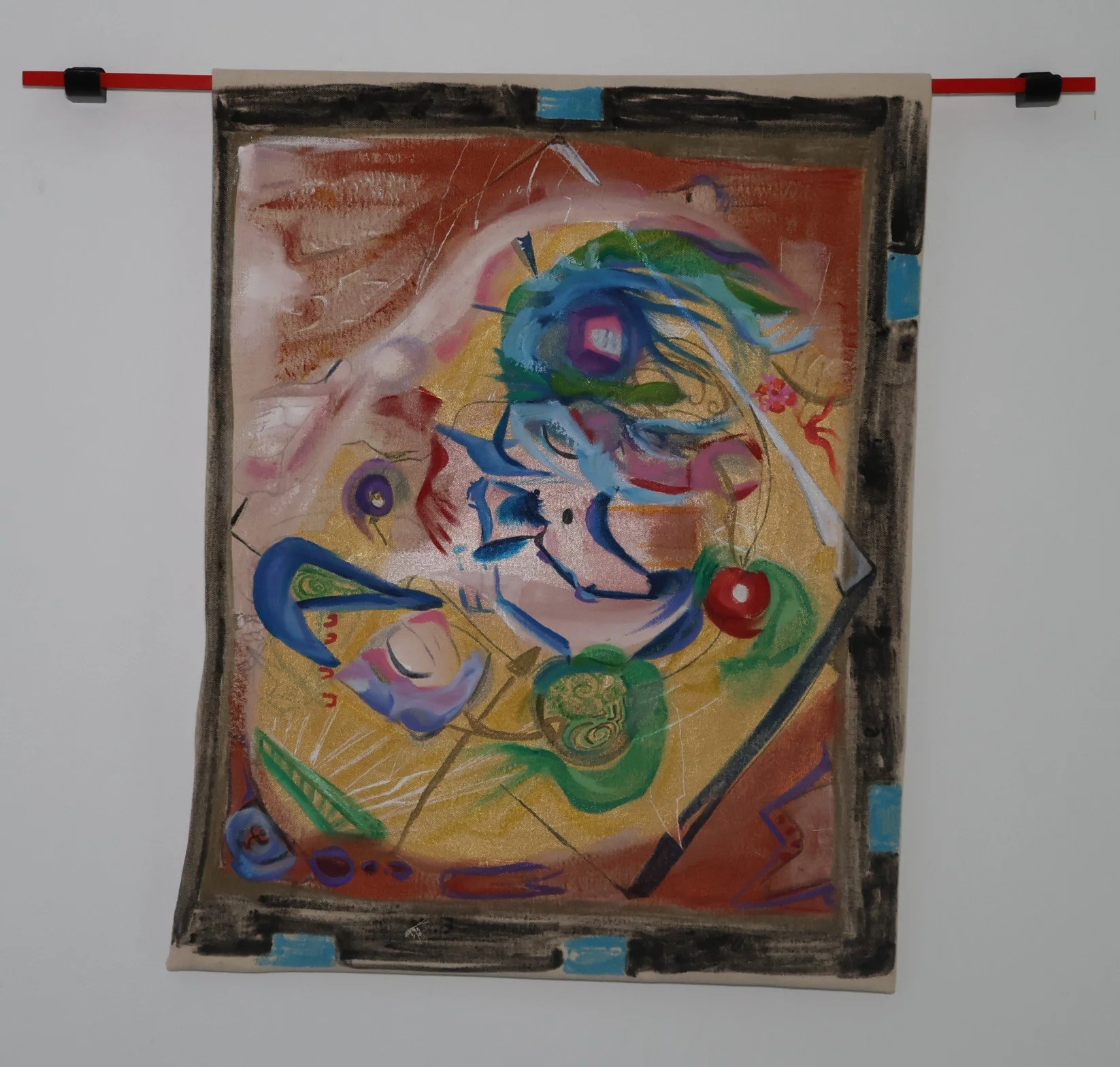 Blowing in the Wind, mixed media on unprimed canvas, 21 x 16”.