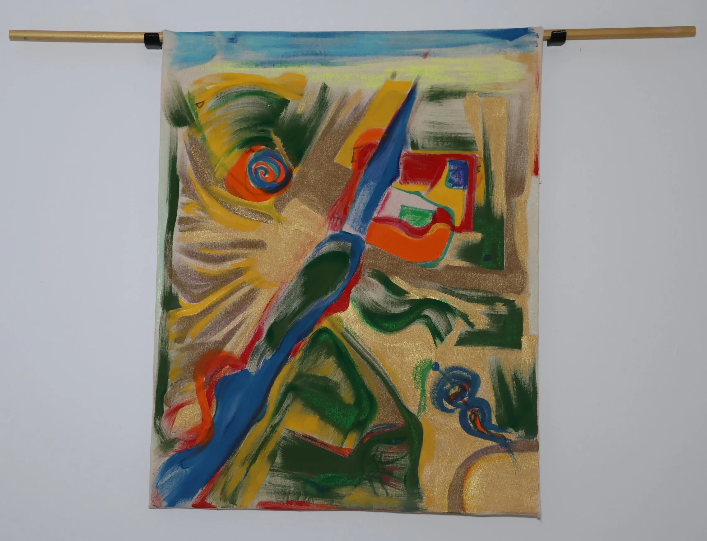 W.U.R.T.F.U., mixed media on unprimed canvas, 25 x 30”.