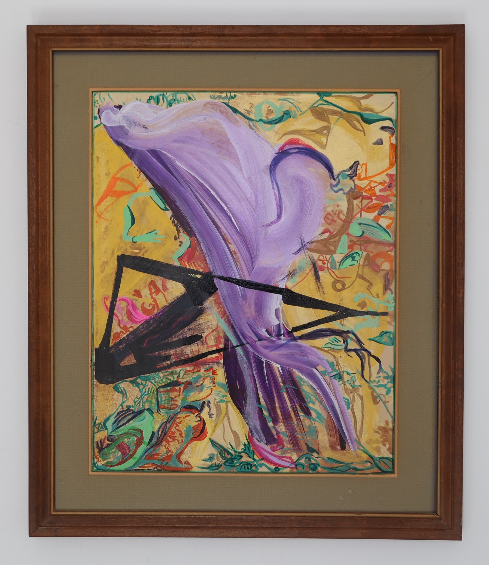 Untitled, paint marker, and acrylic, on discarded photo board, 23½ x 19”.