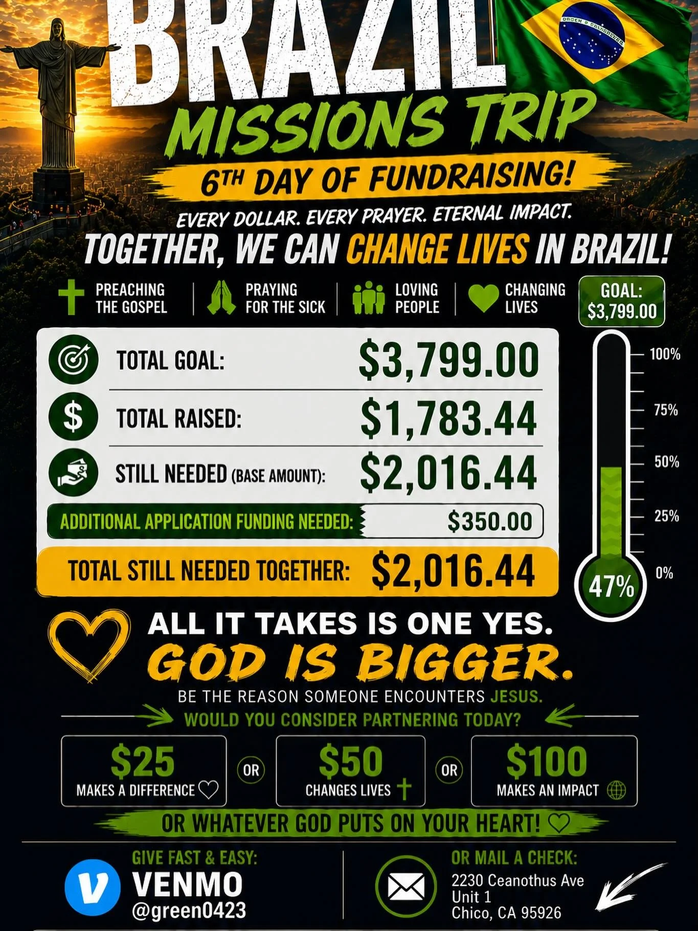 🚨 BRAZIL MISSIONS TRIP DAY 6 🇧🇷🔥 Will you Join Me?

Wow&hellip; I&rsquo;m blown away by the generosity, prayers, and encouragement from so many people already. THANK YOU to every single person who has partnered with me so far.

This trip with Glo