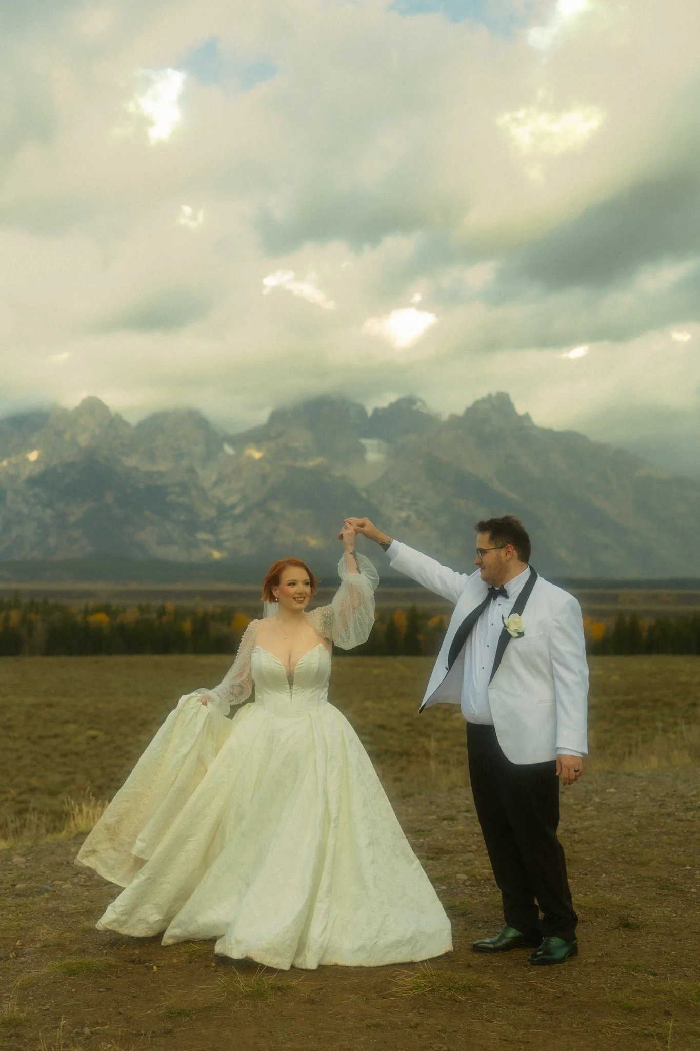  a couple eloping in Grand Teton National Park during the fall 