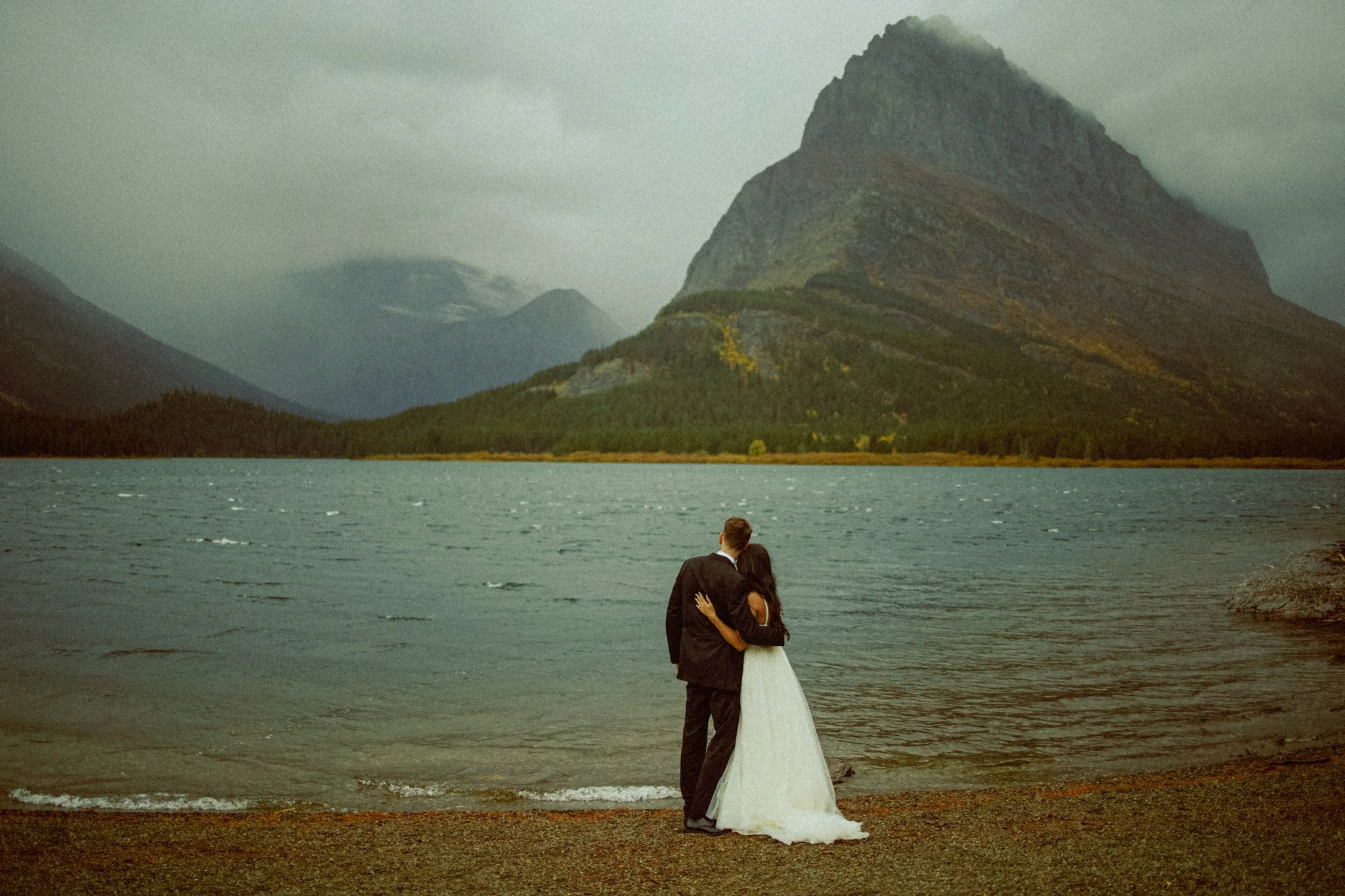 couple getting married at Many Glacier in Glacier National Park, Montana