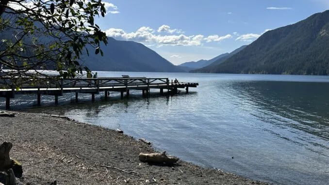 Lake Crescent Shoreline and pier in Olympic National Park