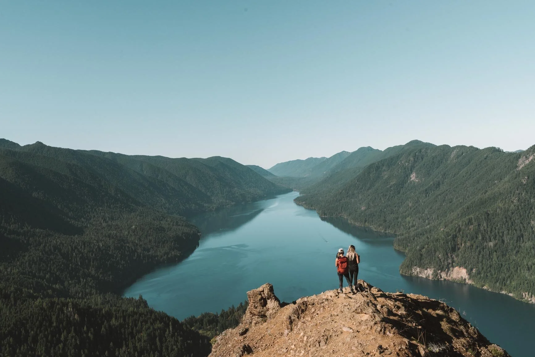 view over Lake Crescent from Mount Storm King Hike in Olympic National Park