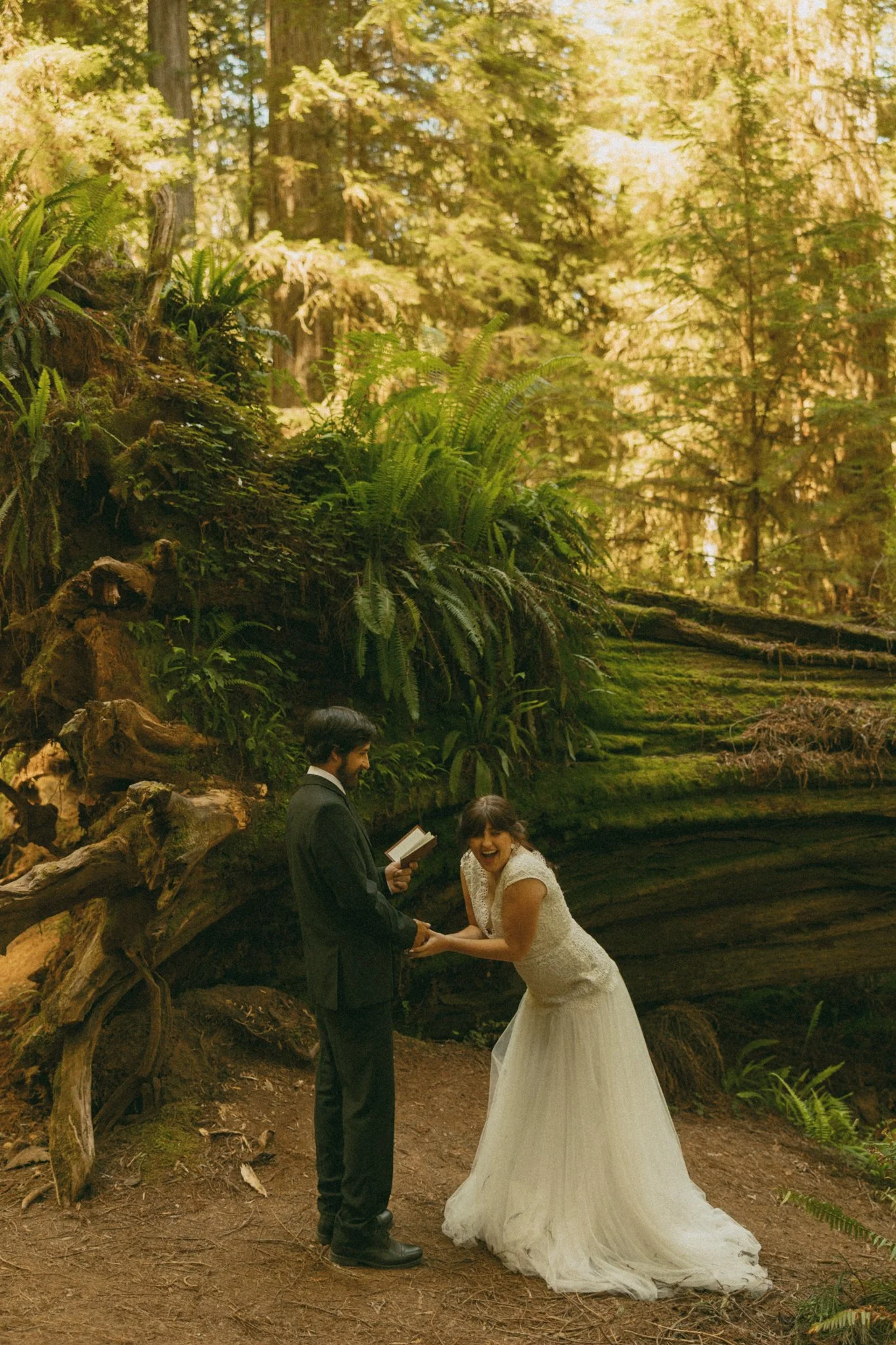 couple eloping in California's Redwood National Park