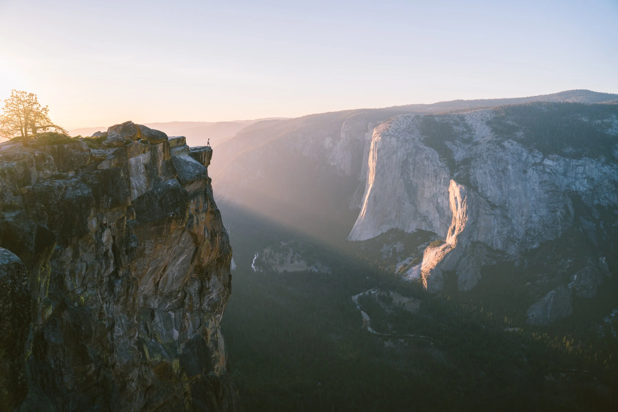 view of El Capitan and Yosemite Valley from Taft Point trail.
