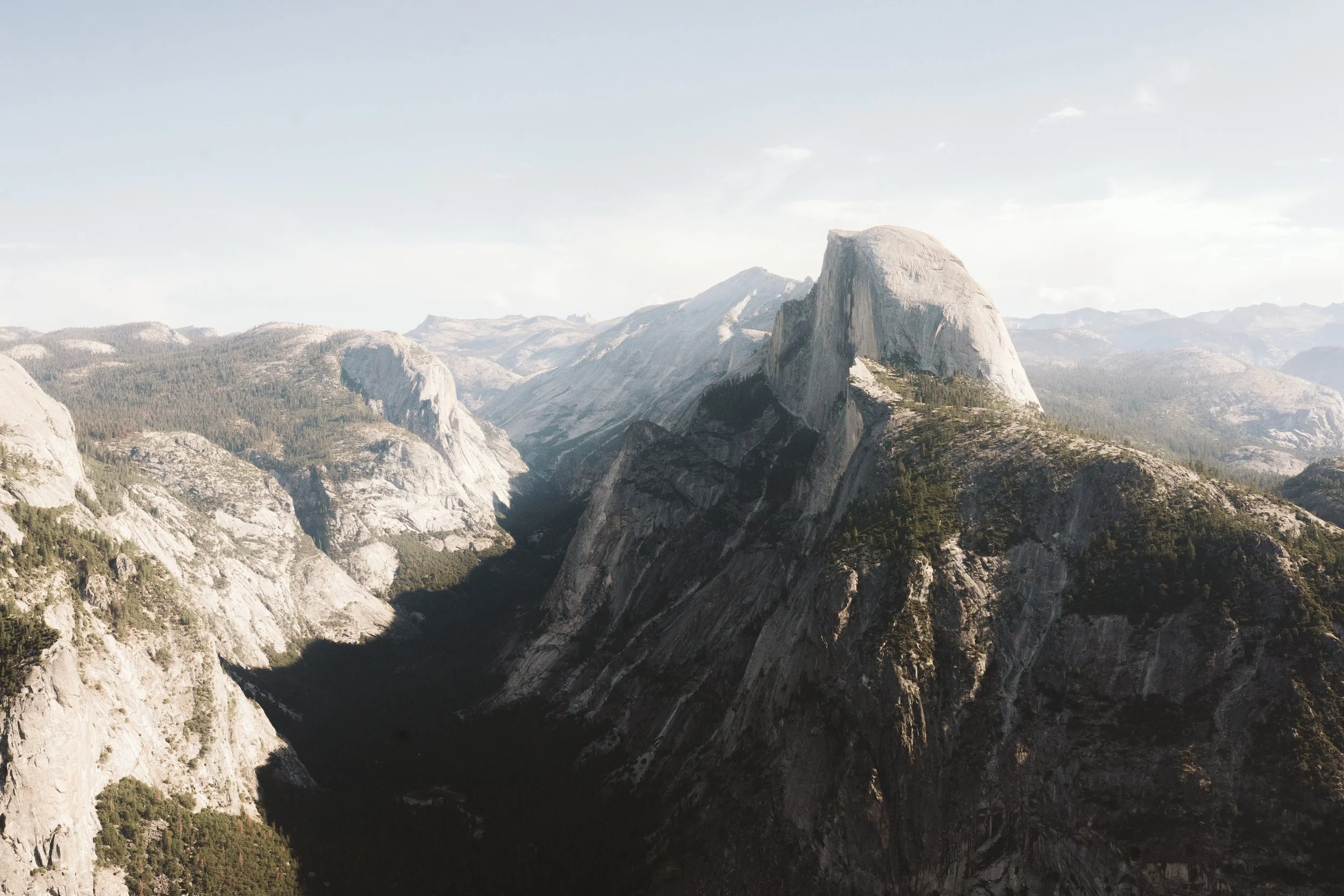 view of Half Dome in Yosemite from Glacier Point Amphitheater