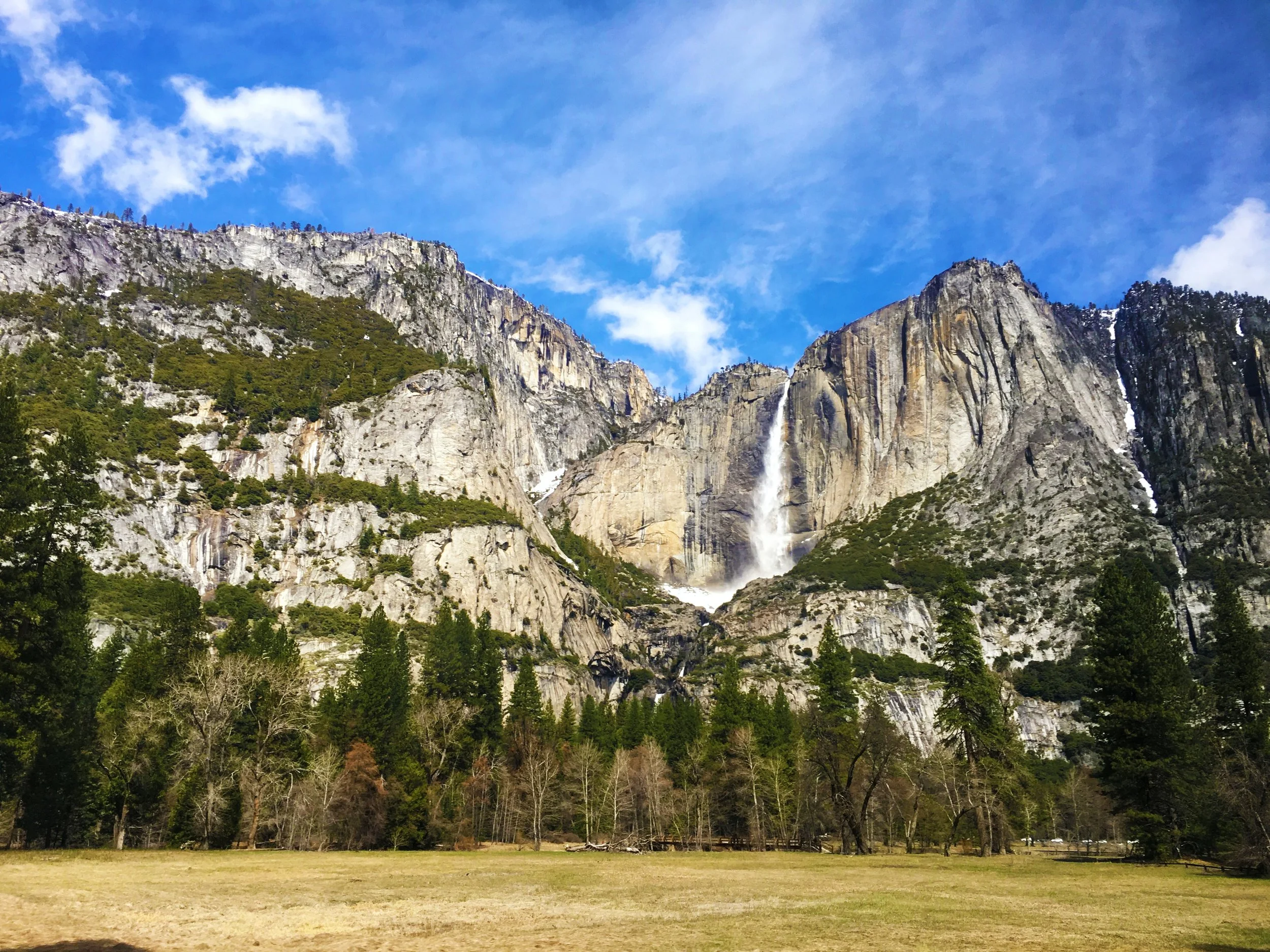 view of Yosemite Falls in Yosemite National Park