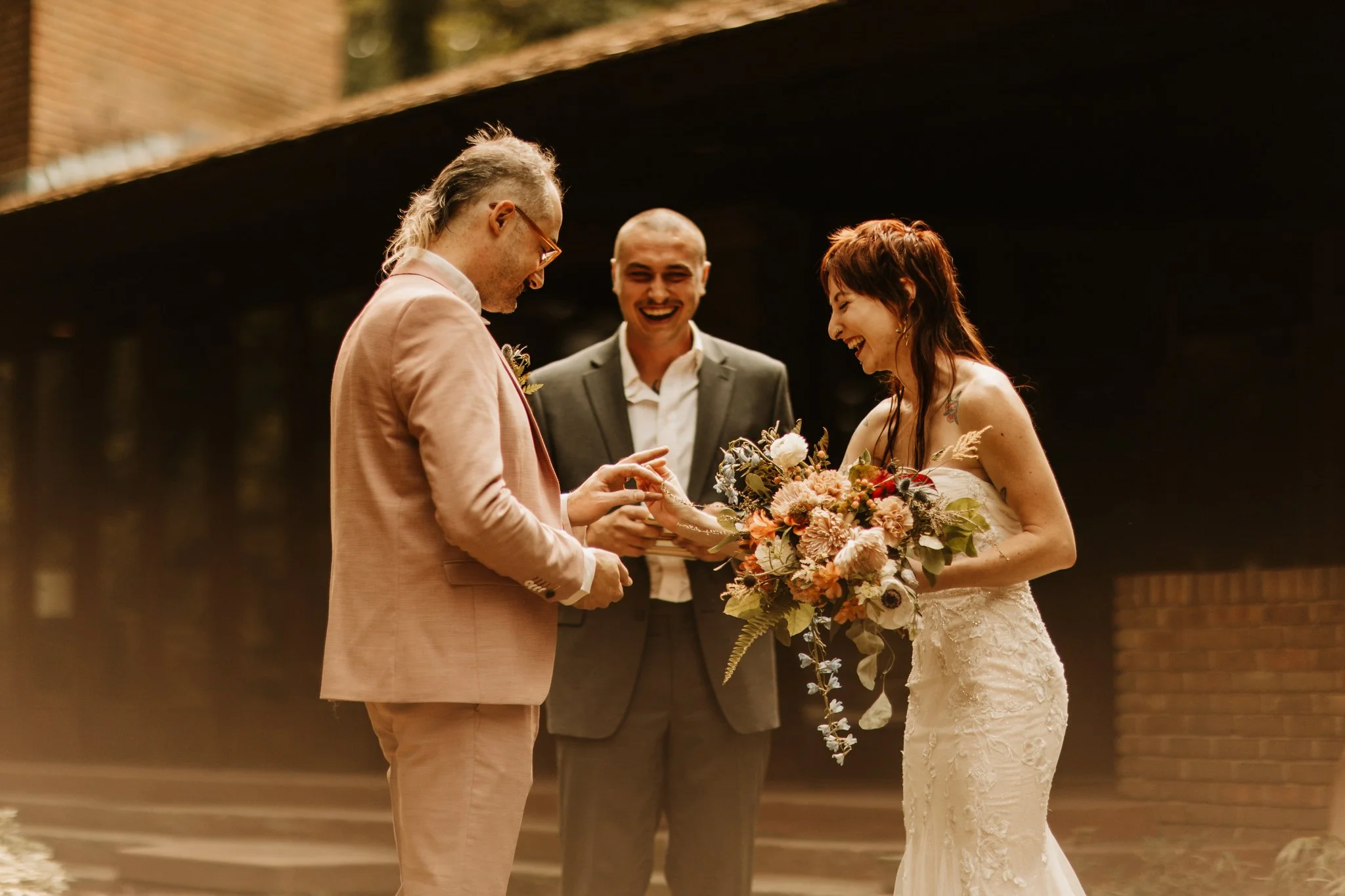 couple eloping at private airbnb