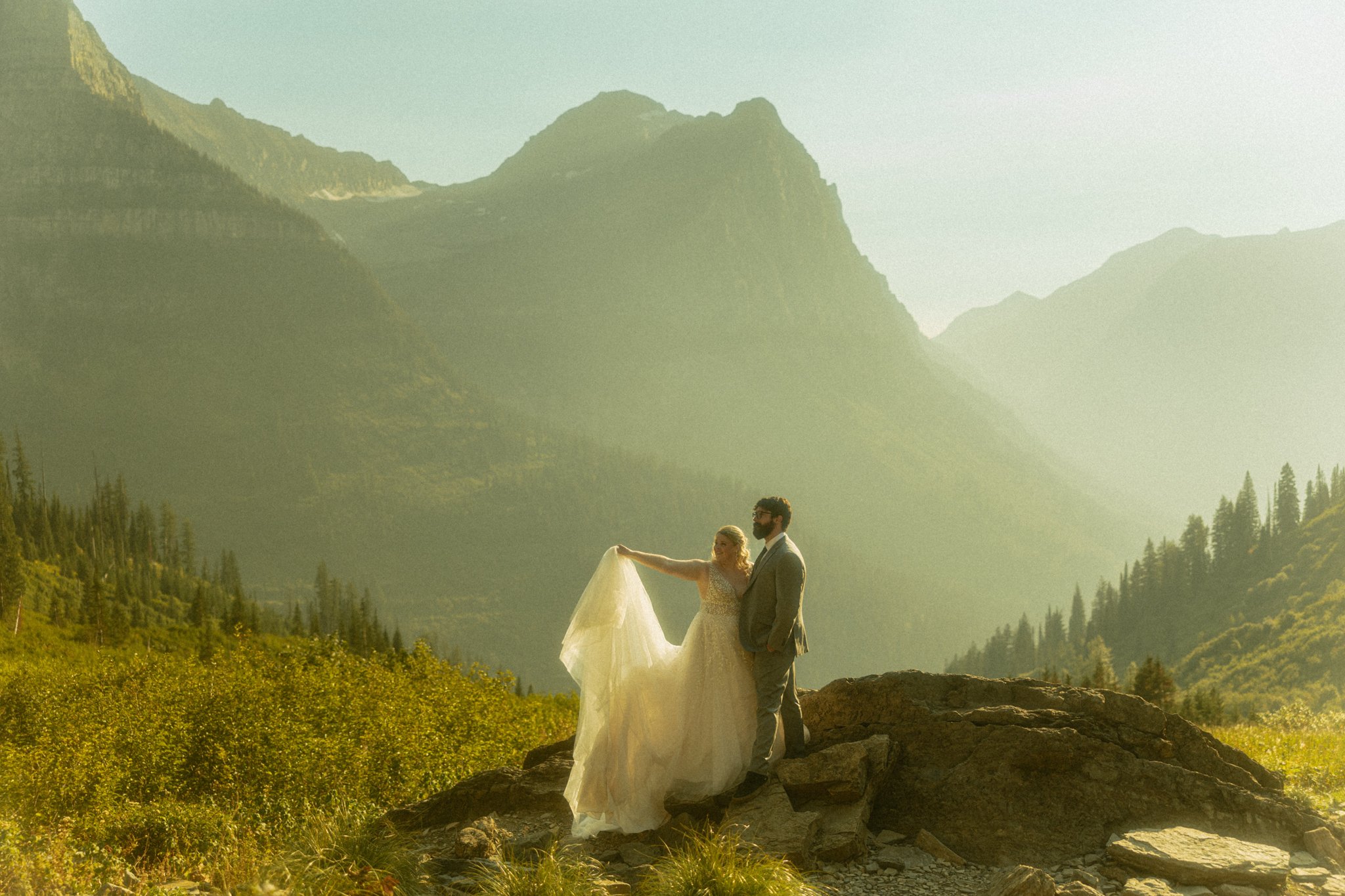 elopement couple in the mountains of Montana's Glacier National Park