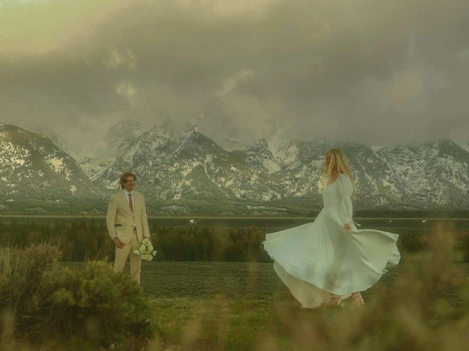 couple eloping in the Grand Tetons