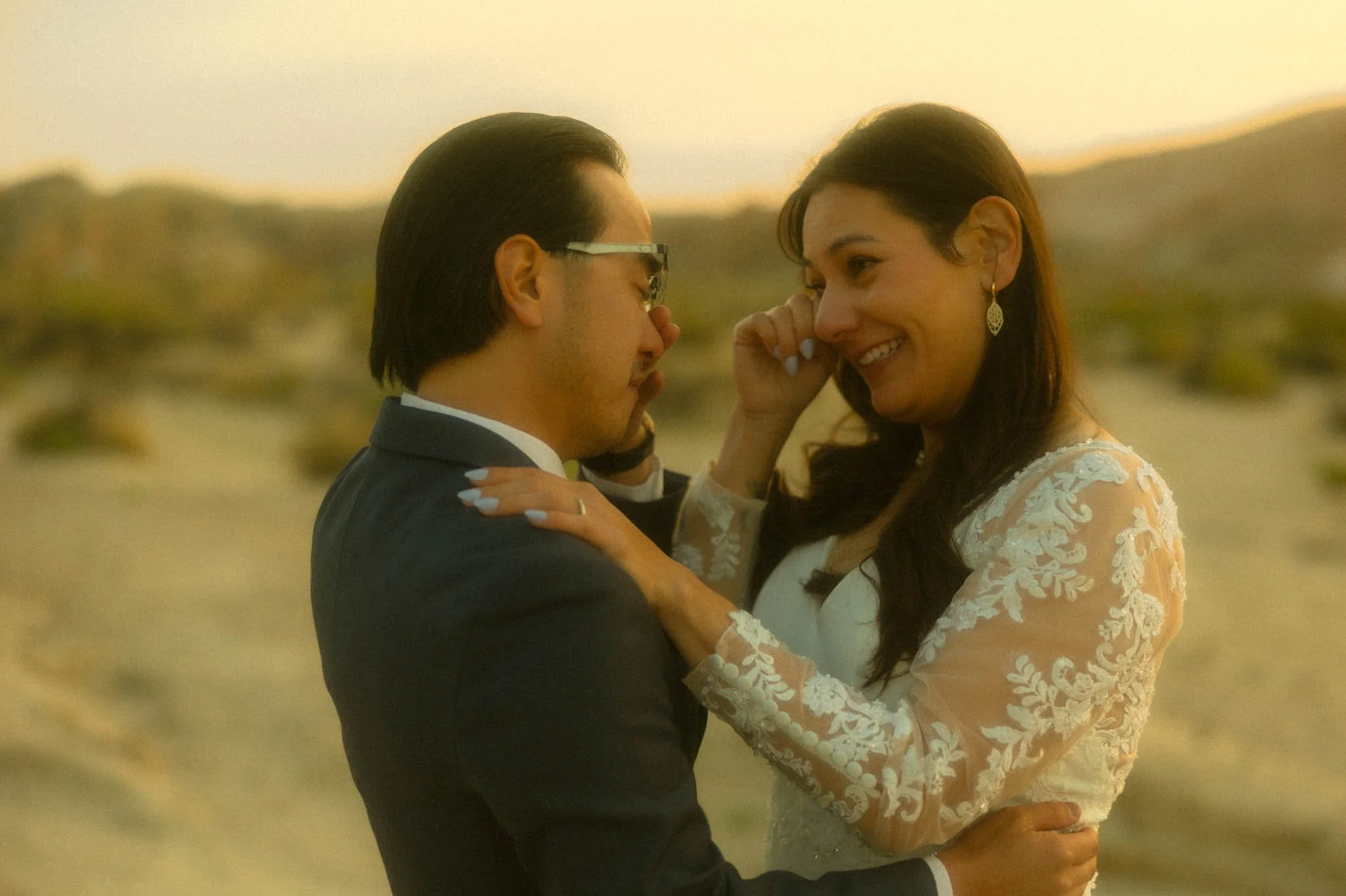 elopement couple shedding tears after first look on their elopement day