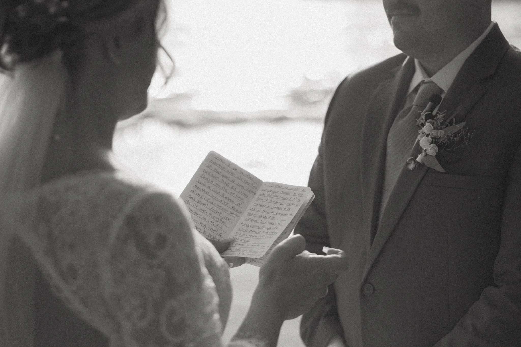 elopement couple reading their vows