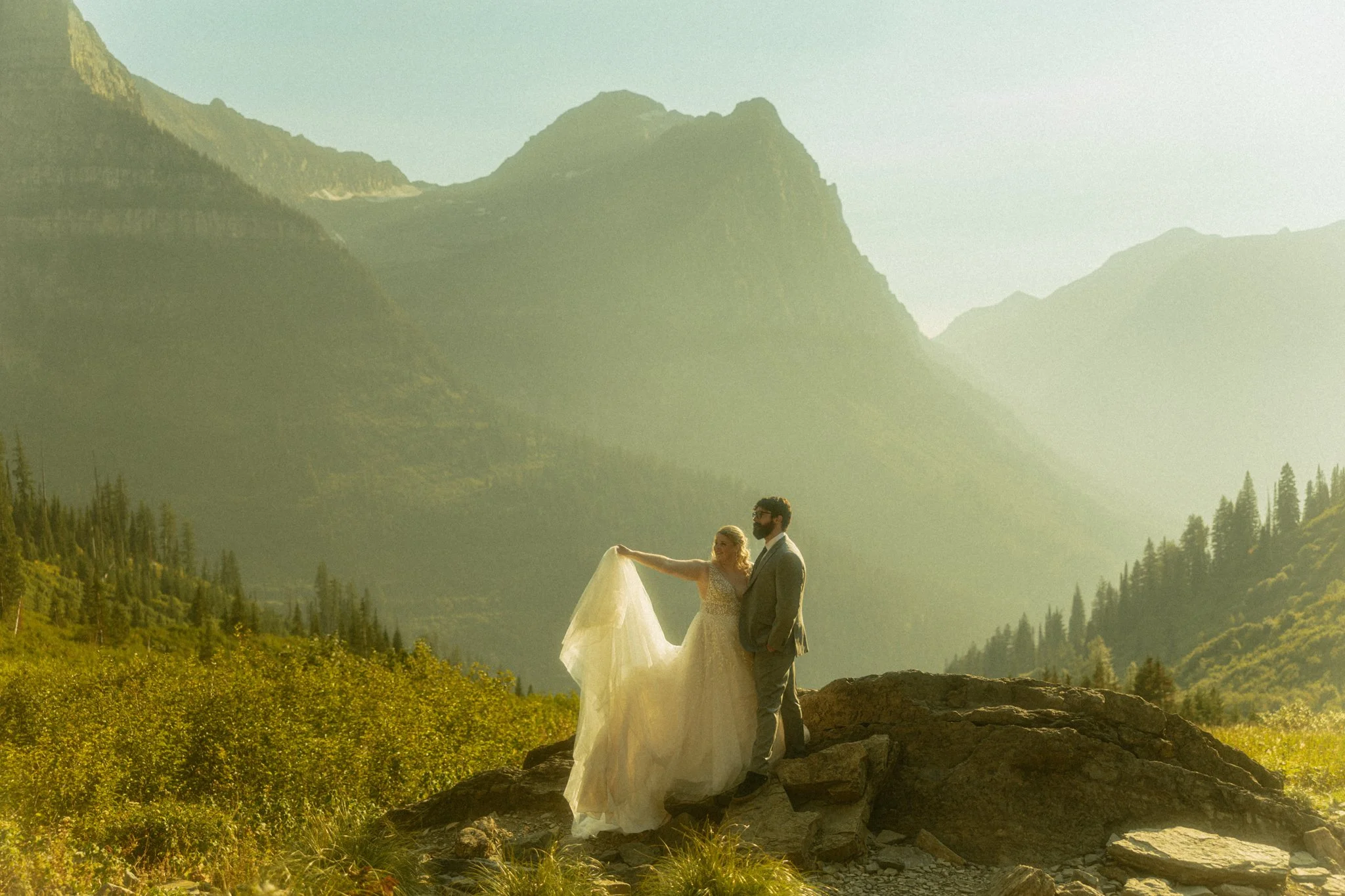 eloping couple getting married in Montana's Glacier National Park