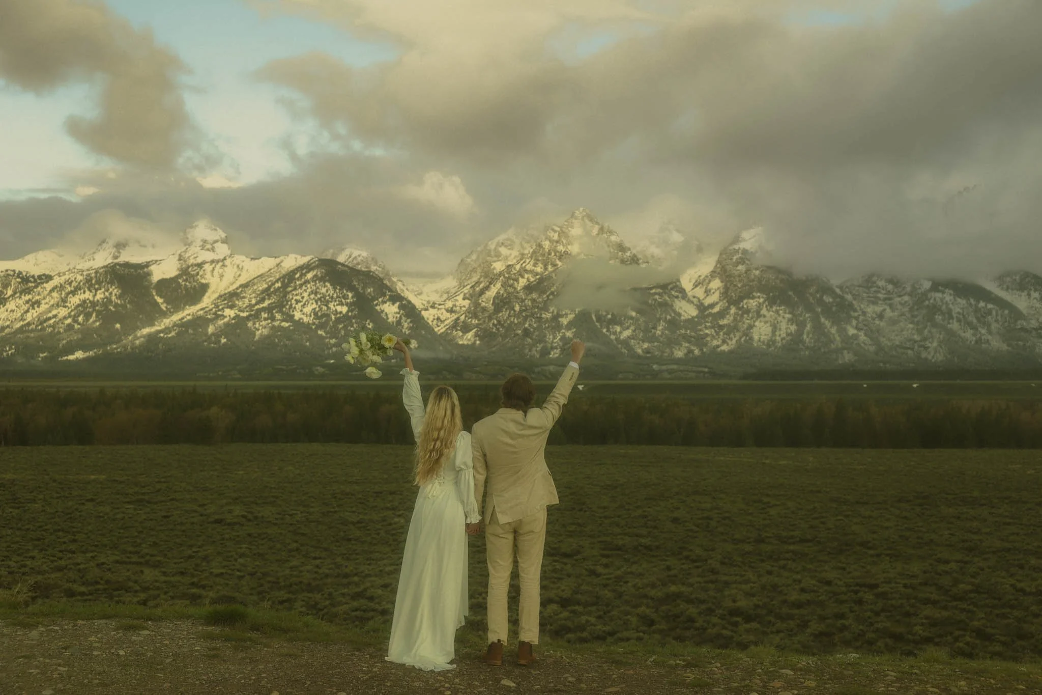couple eloping in the Grand Tetons