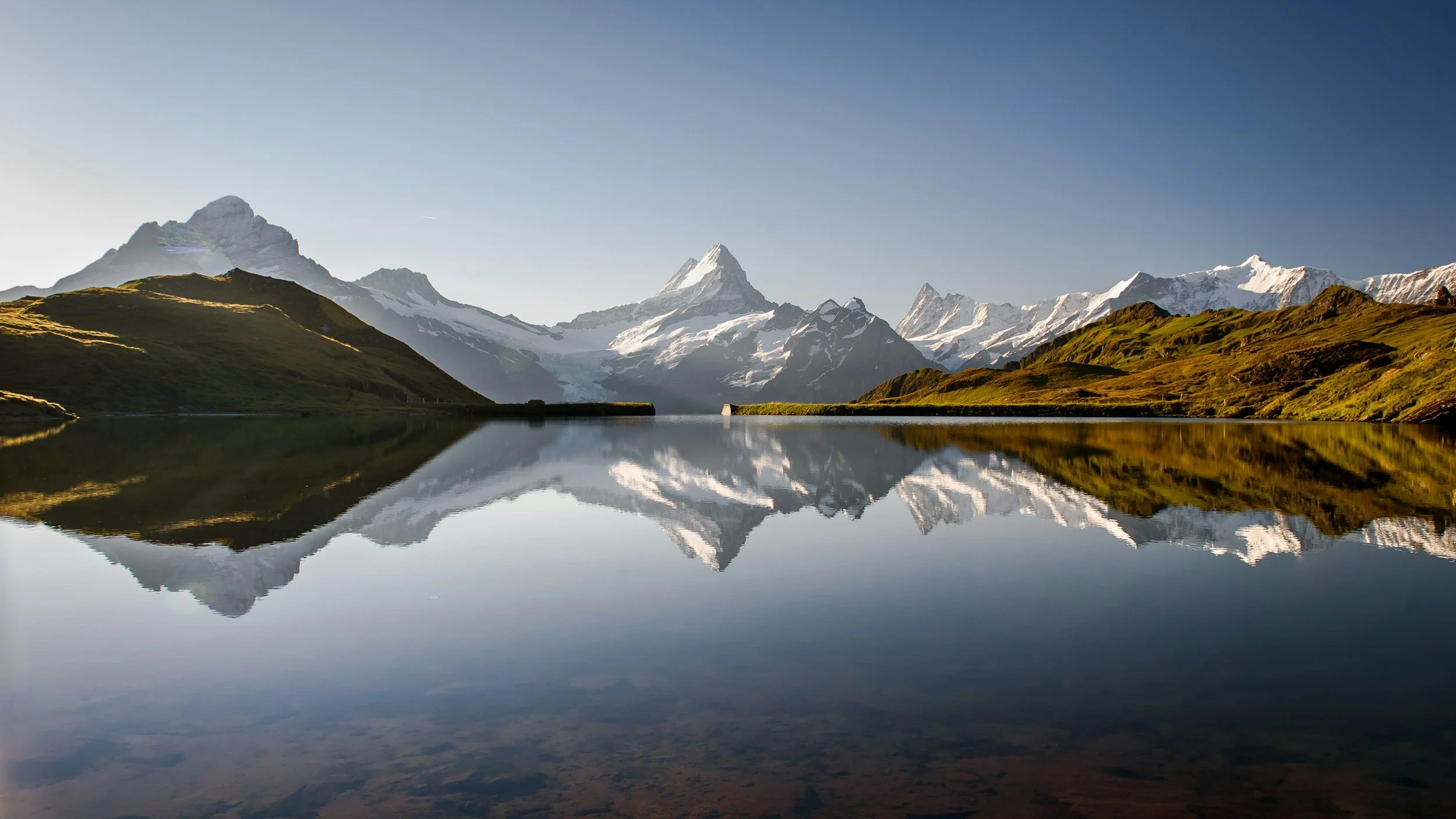 a landscape of Lake Bachalpsee in Switzerland