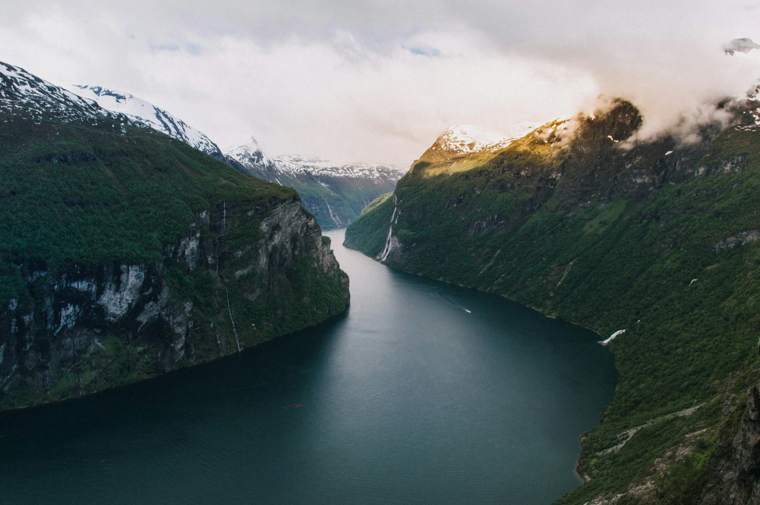 a landscape of Geirangerfjord in Norway