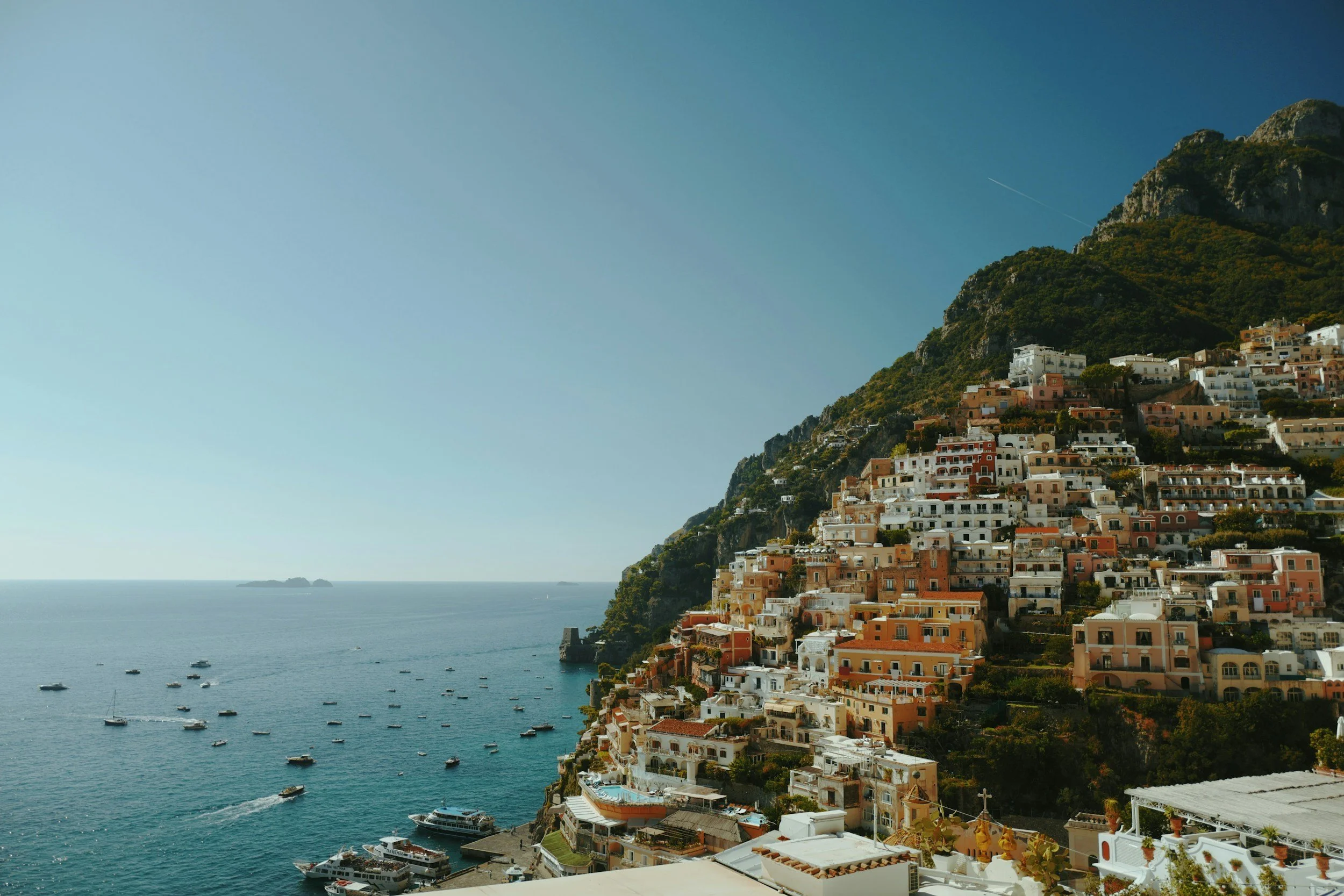 a landscape of Positano along the Amalfi Coast