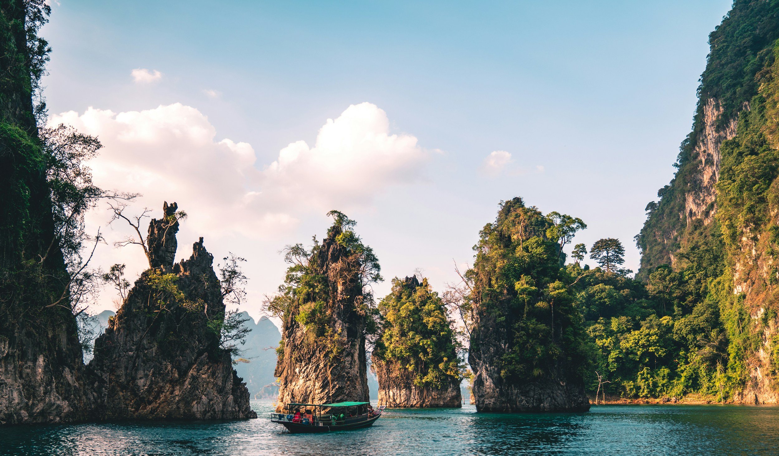 a landscape photo of Khao Sok National Park in Thailand