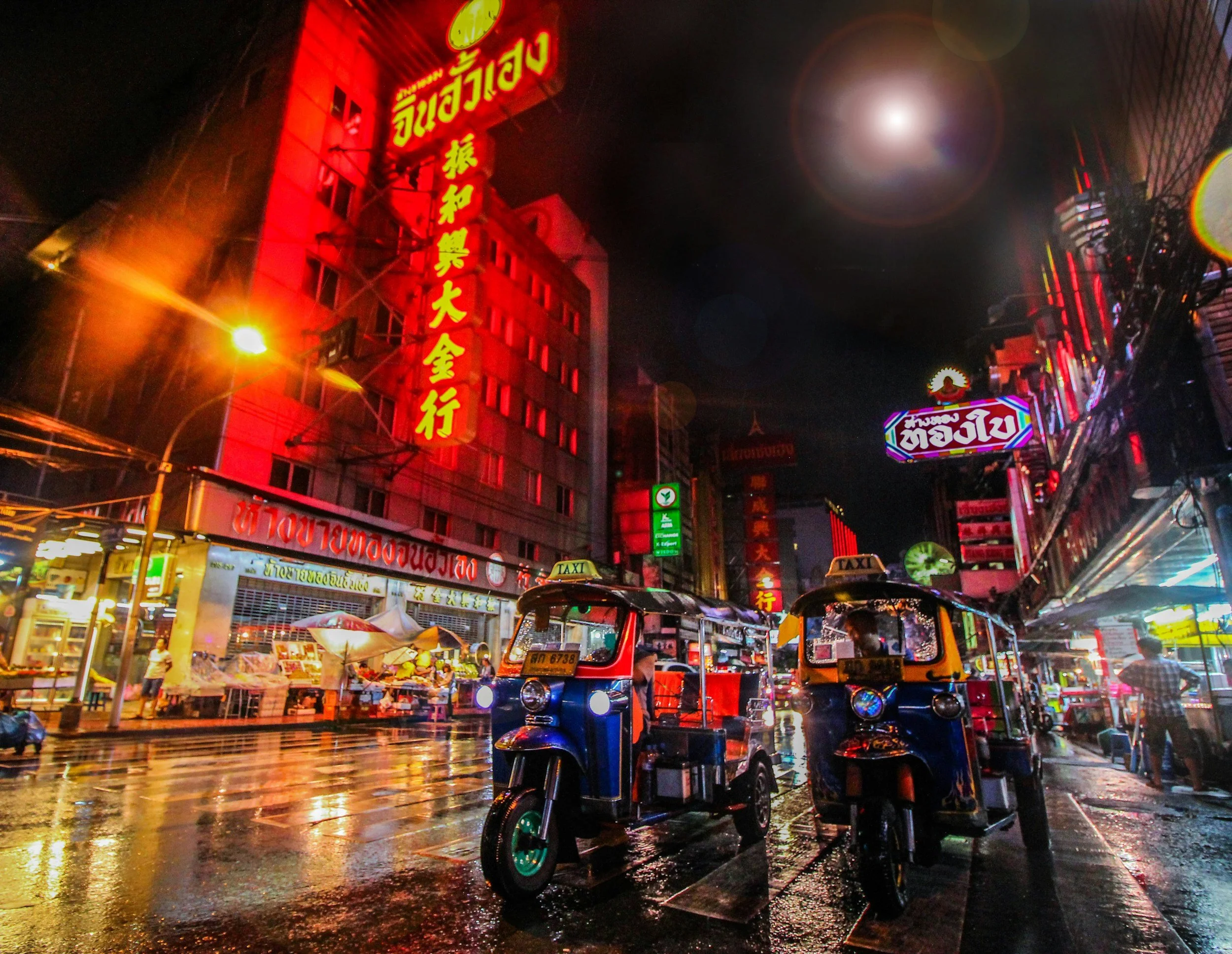 the streets of Bangkok, Thailand at night