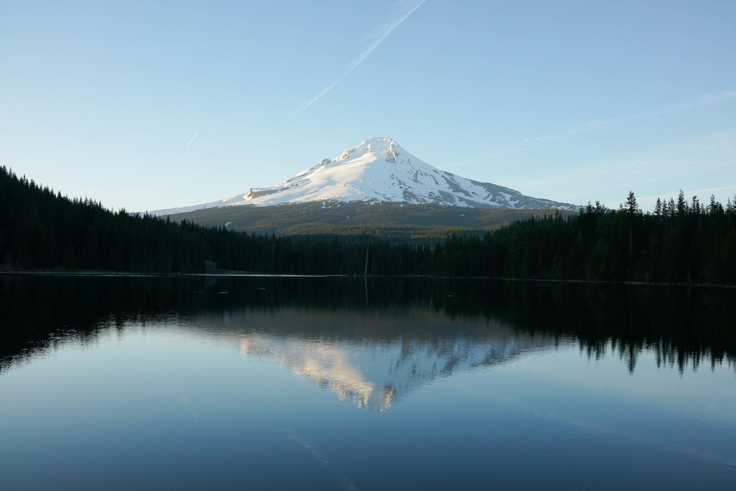 a landscape photo of Mt Hood at Trillium Lake