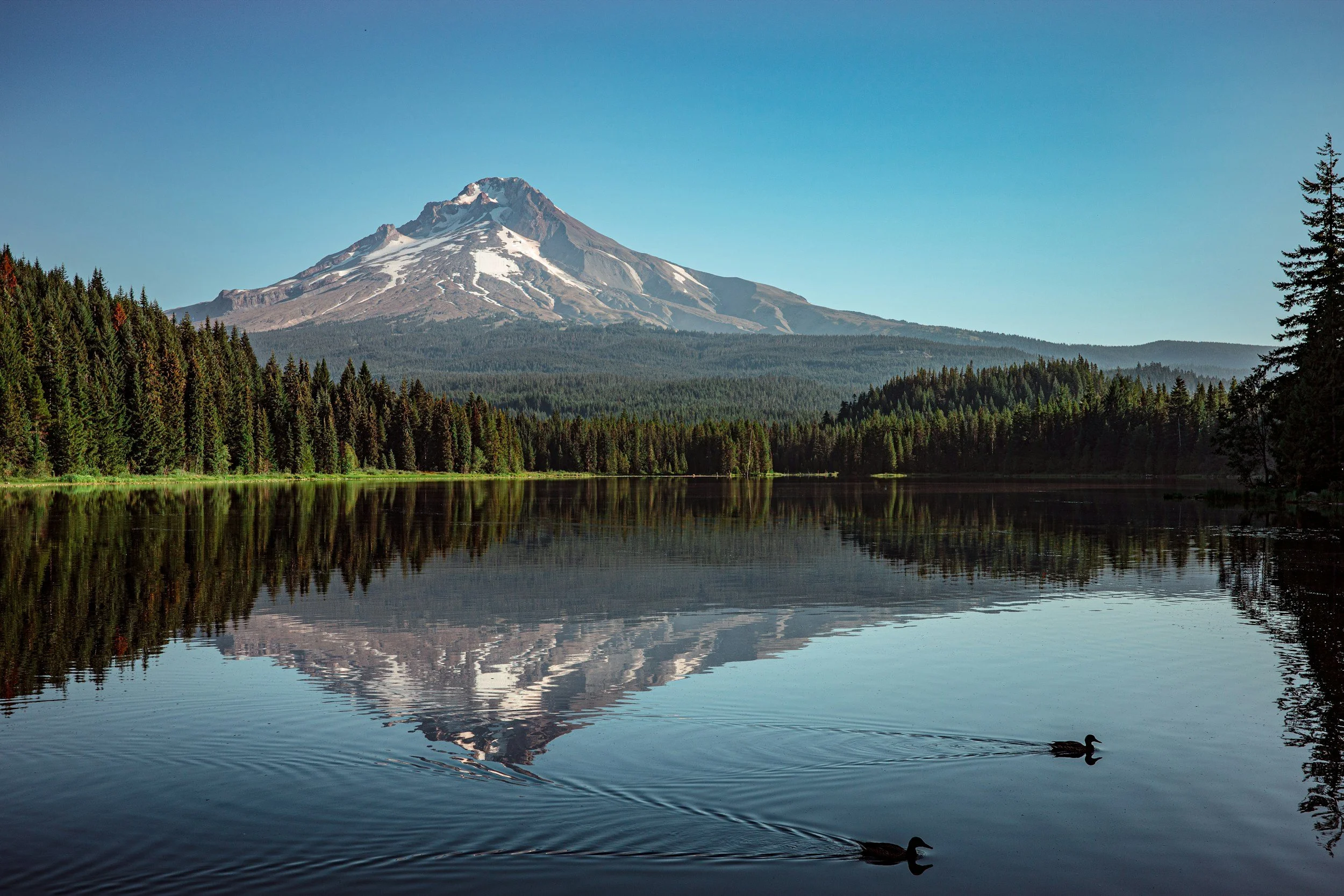 a landscape photo of trillium lake in Mt Hood