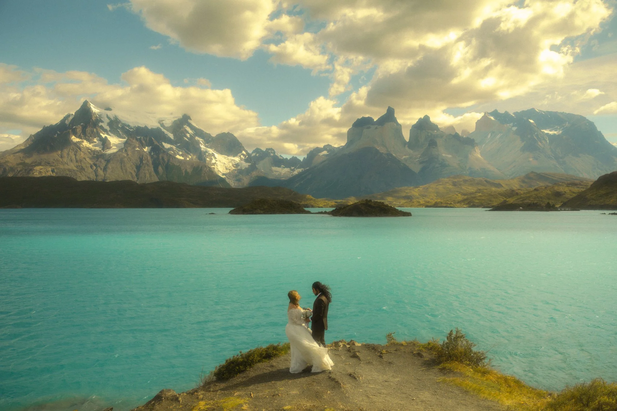 a couple getting married in Torres del Paine National Park located in the Chile side of Patagonia