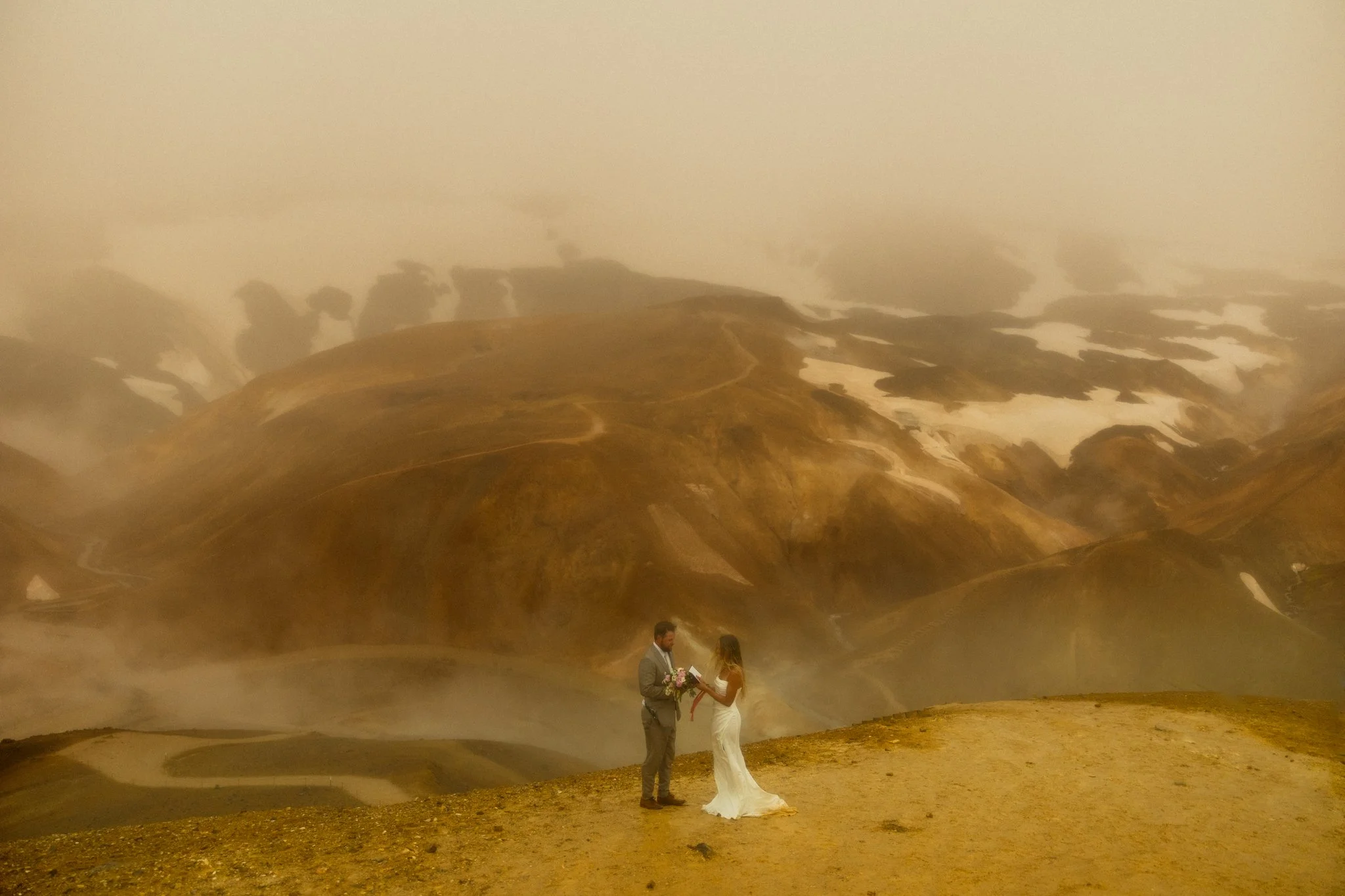 a couple saying their vows in the Iceland Highlands