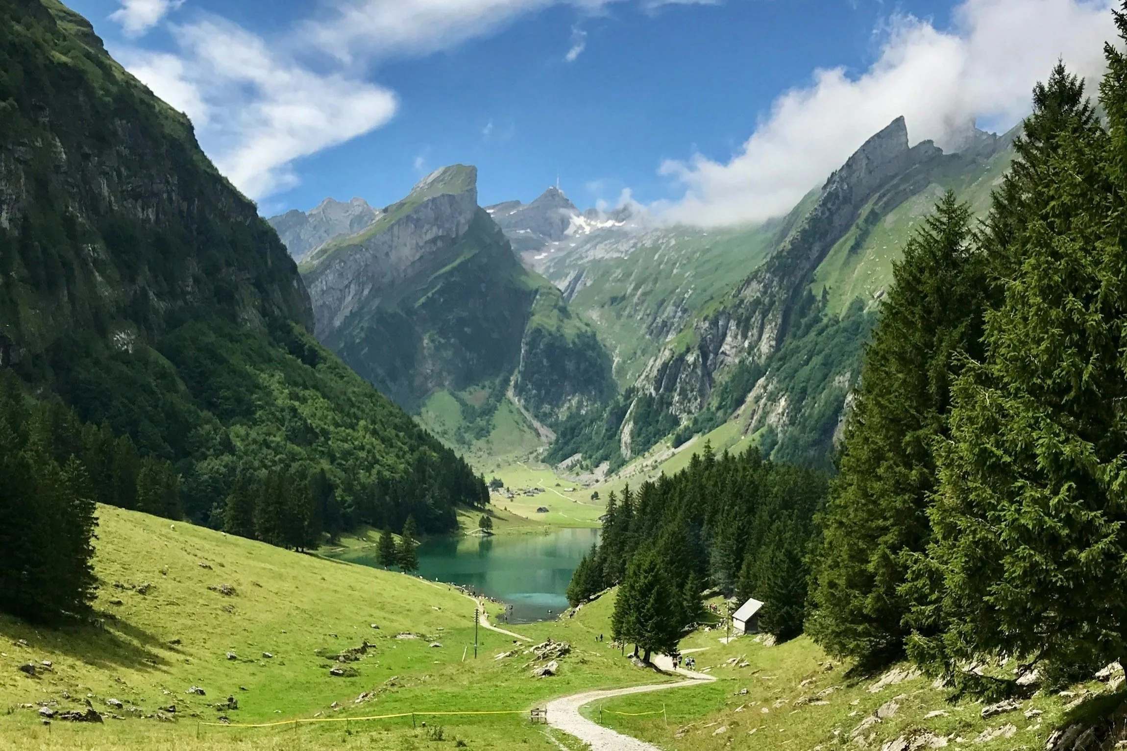 a beautiful alpine lake nestled in the Appenzell region of Switzerland